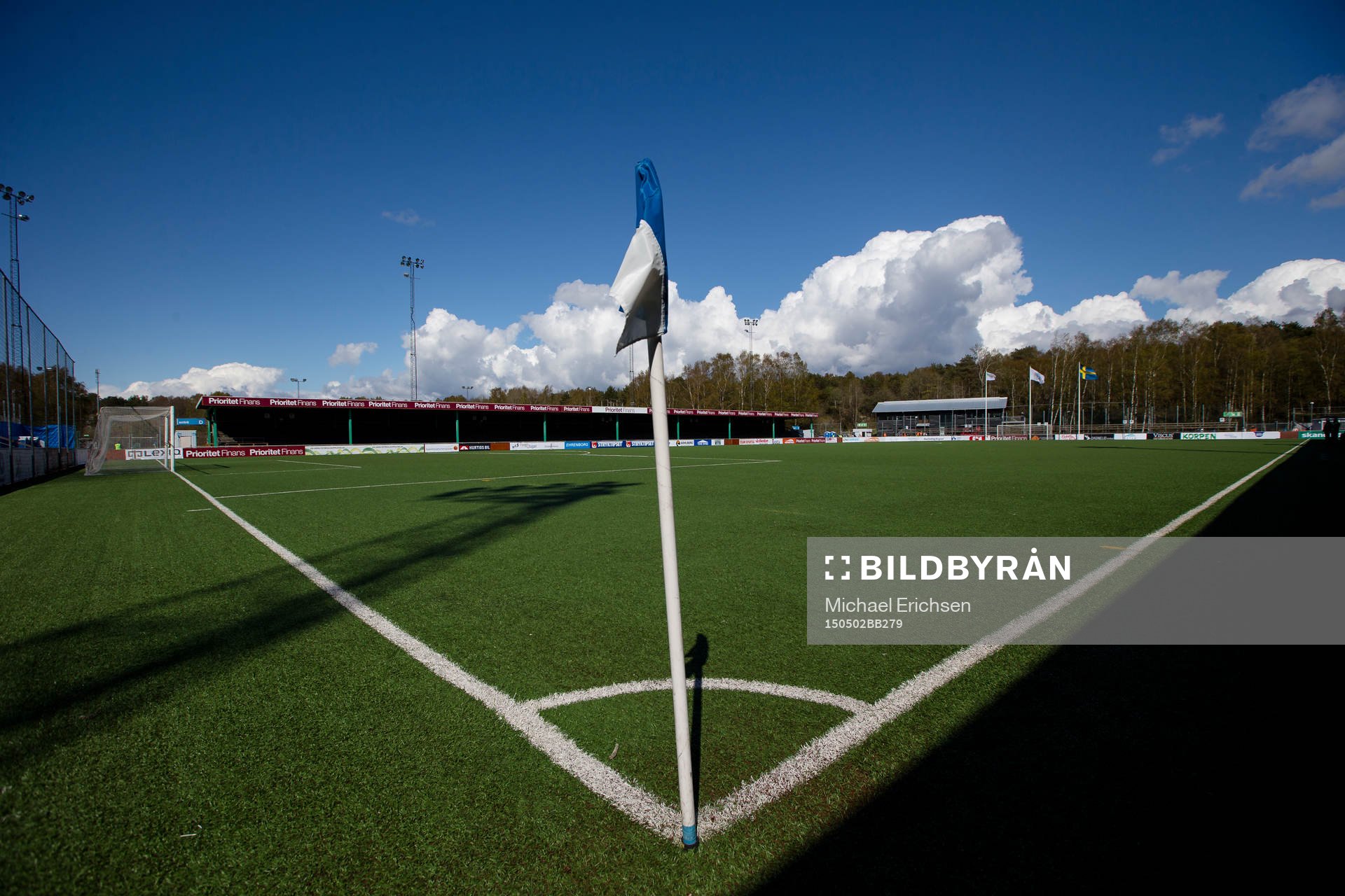 Vy över Ruddalens IP innan fotbollsmatchen i Superettan