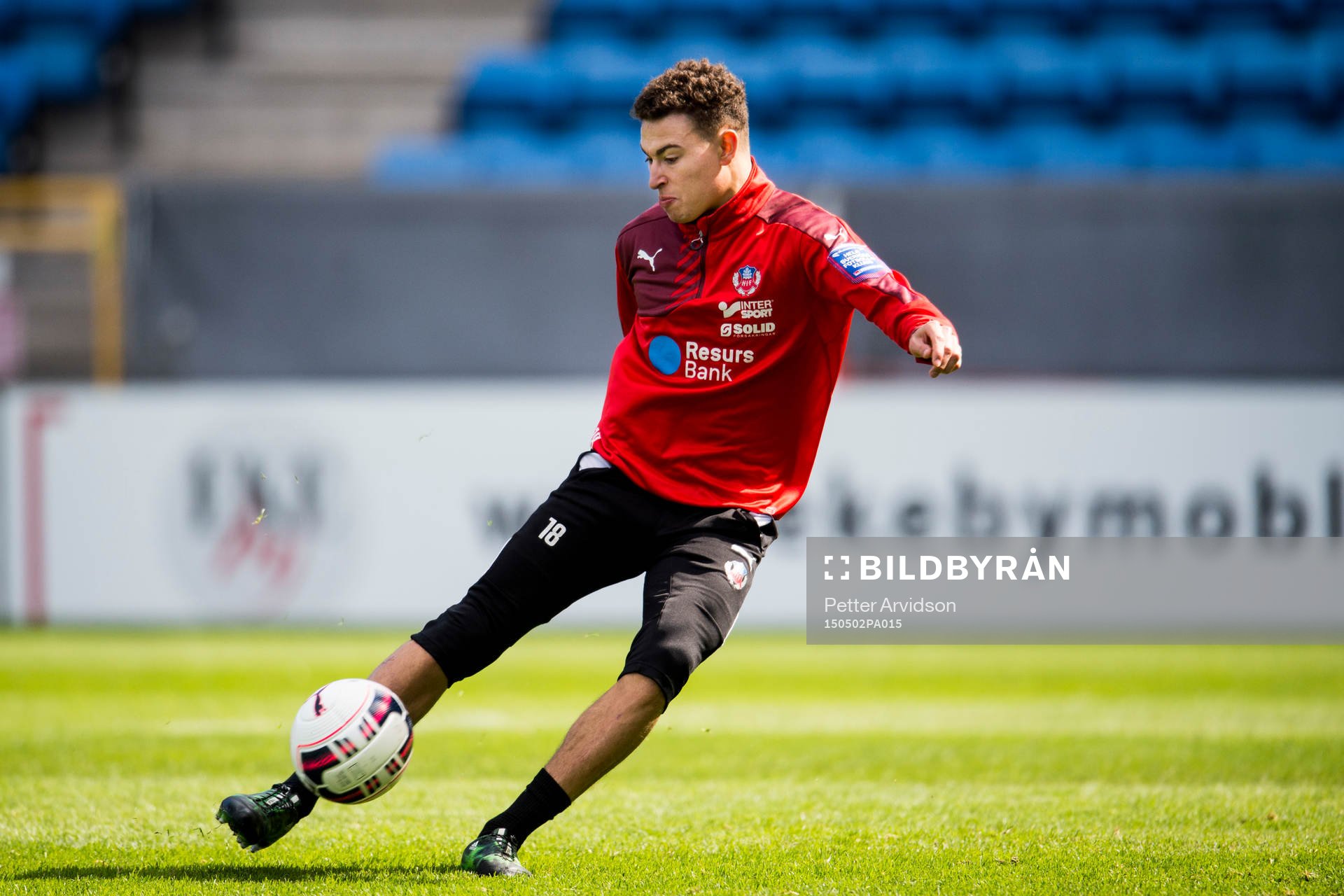 Helsingborgs Jordan Larsson under Helsingborgs träning inför derbyt den 2 maj 2015 i Helsingborg.