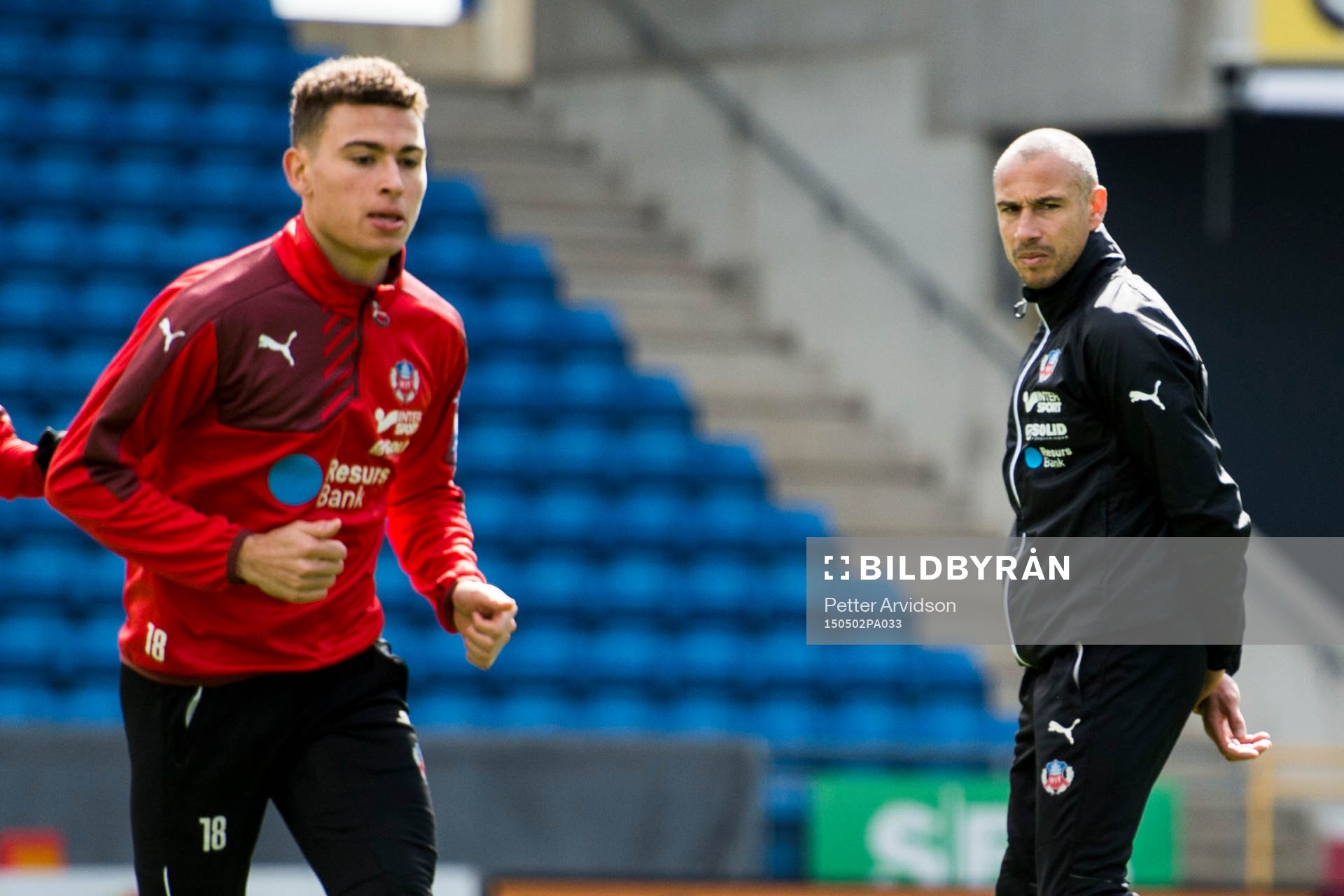 Helsingborgs Jordan Larsson och manager Henrik Larsson
