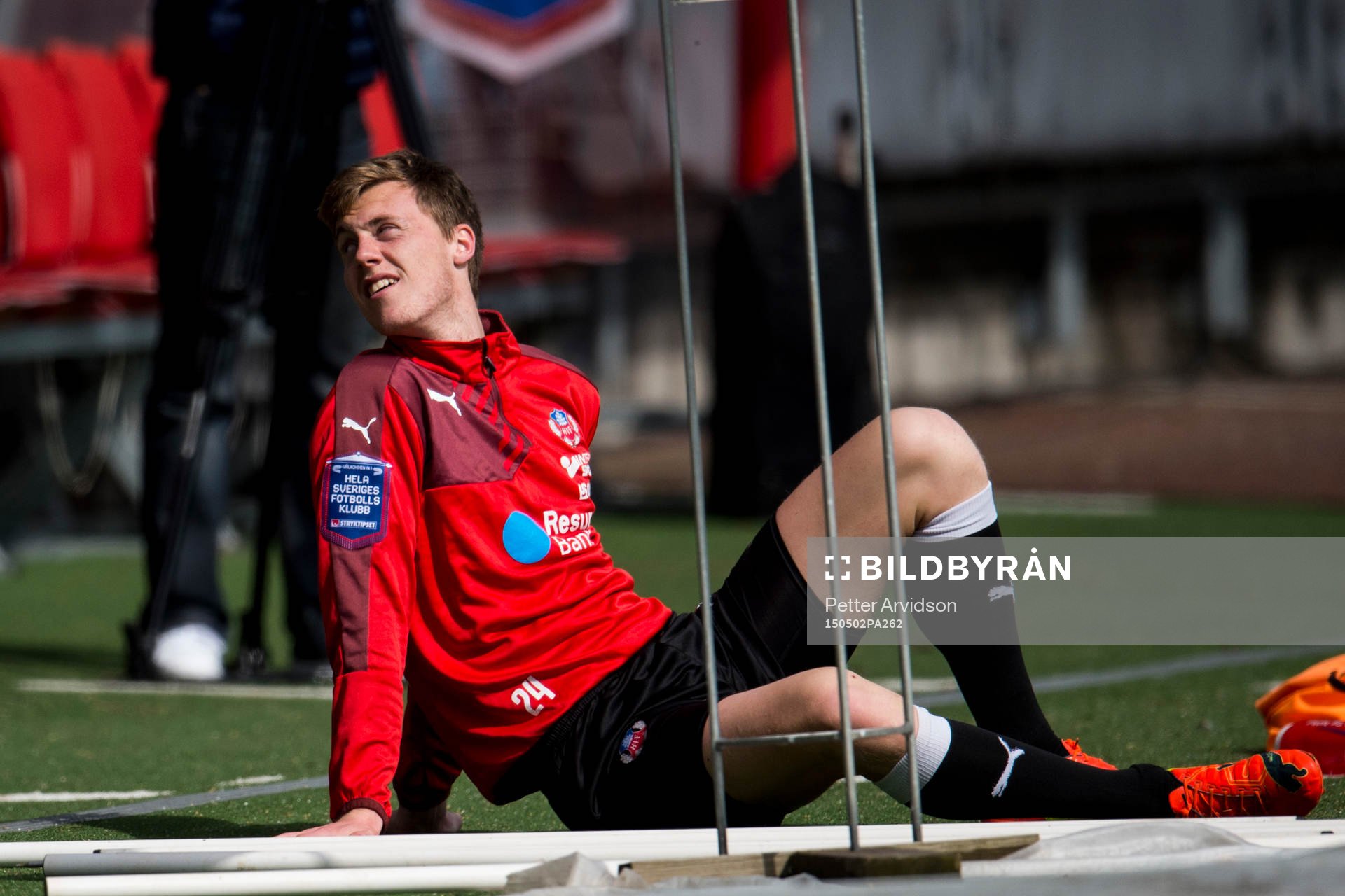 Helsingborgs Anton Kinnander under Helsingborgs träning inför derbyt den 2 maj 2015 i Helsingborg.