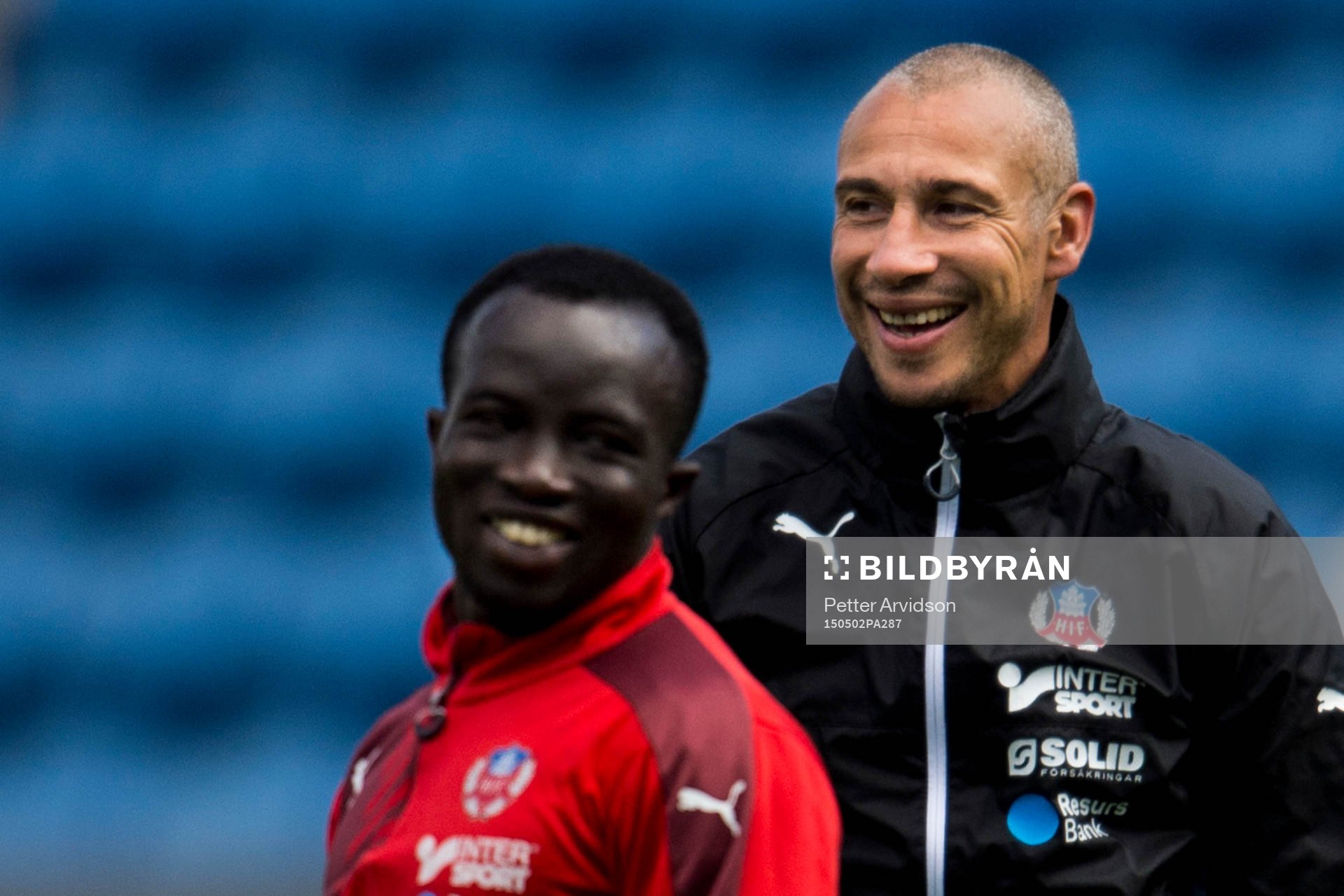 Helsingborgs Emmanuel Boateng och manager Henrik Larsson