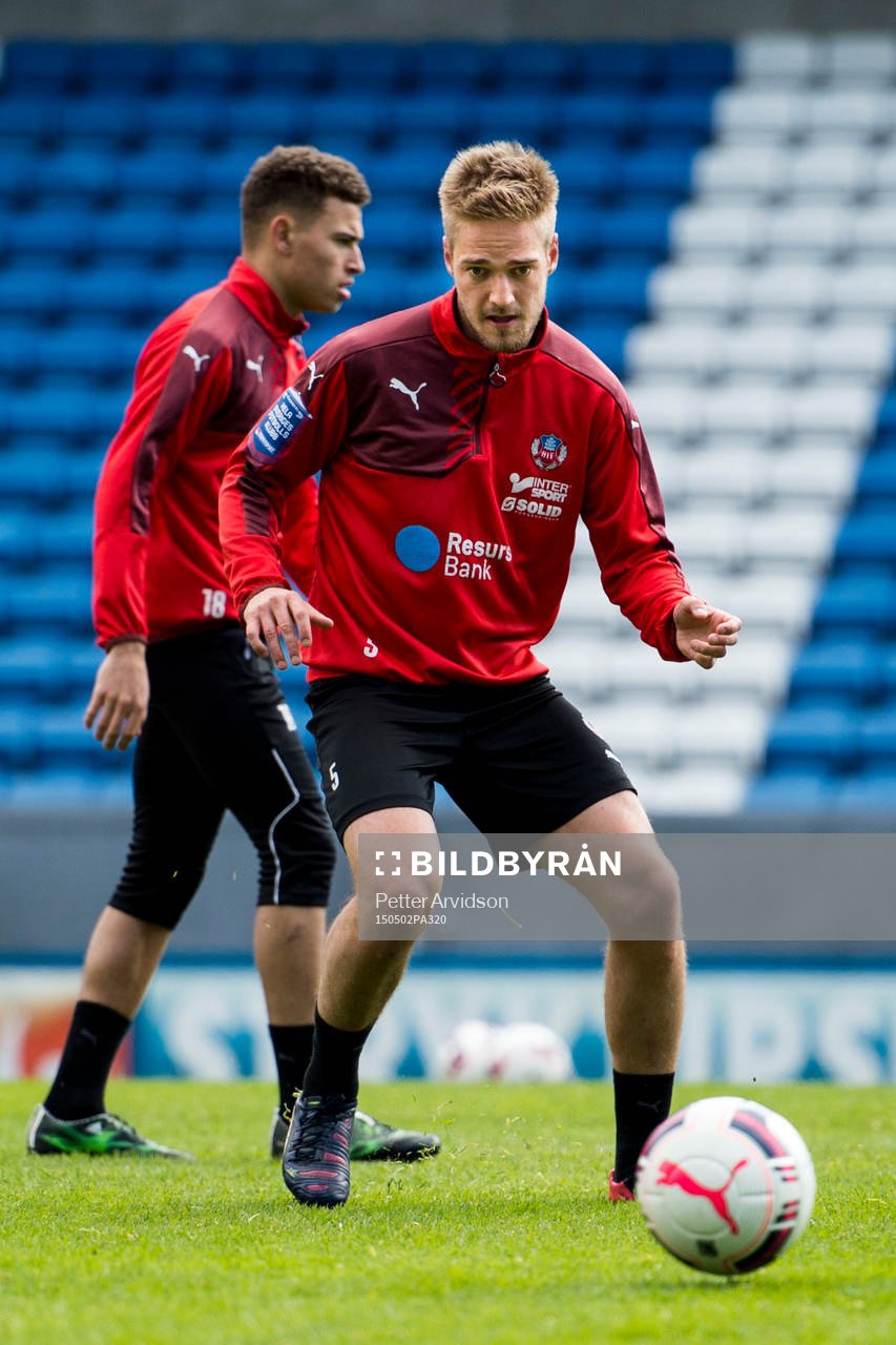 Helsingborgs Johan Mårtensson under Helsingborgs träning inför derbyt den 2 maj 2015 i Helsingborg.