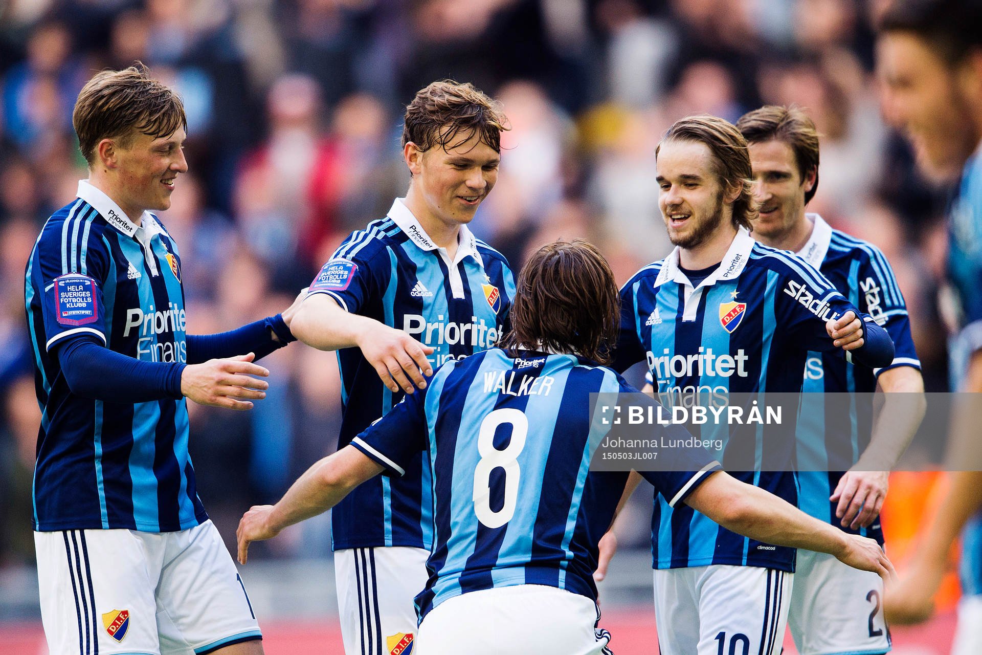 Djurgårdens Kevin Walker gör 3-0 och jublar med Emil