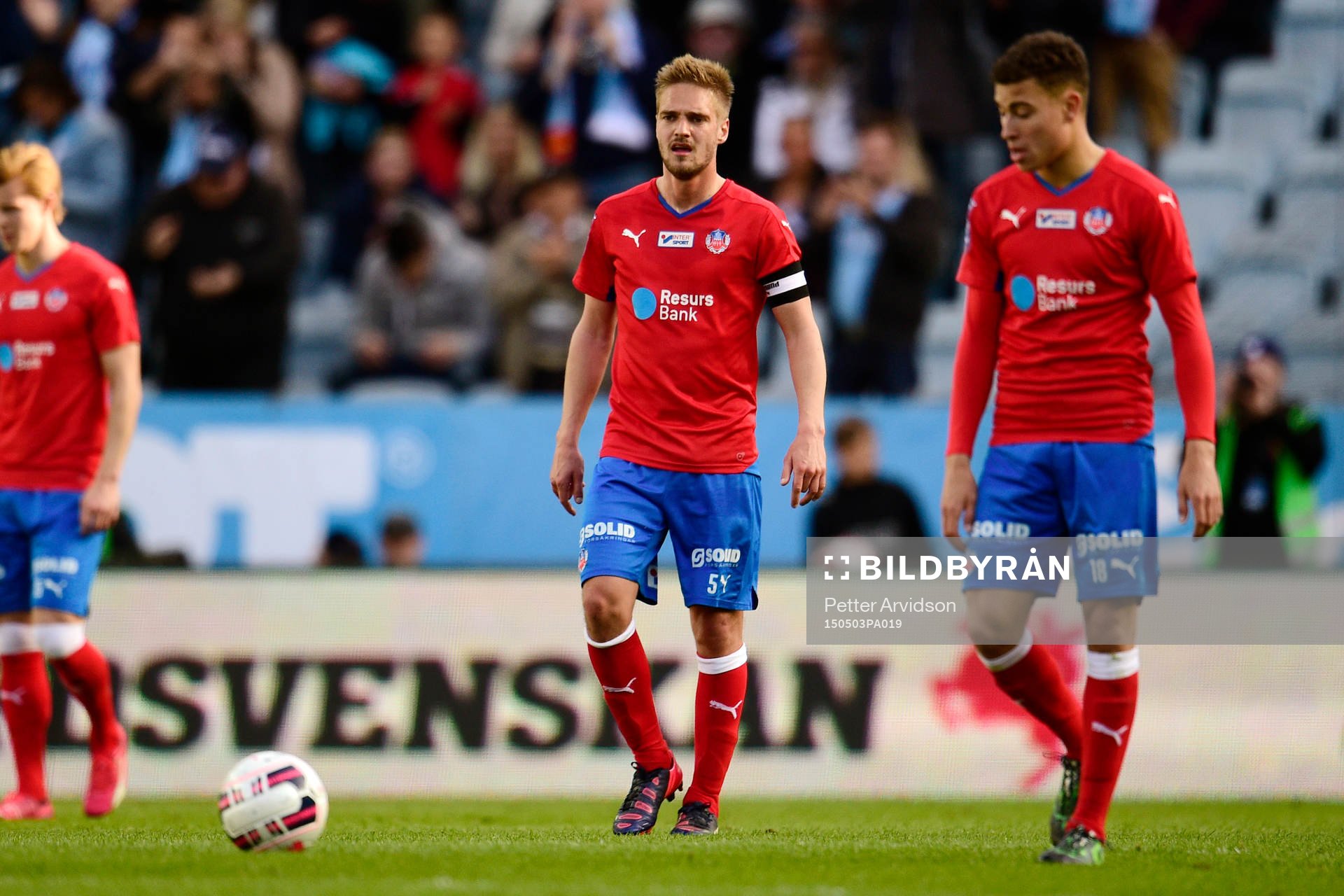 Helsingborgs Johan Mårtensson och Jordan Larsson deppar