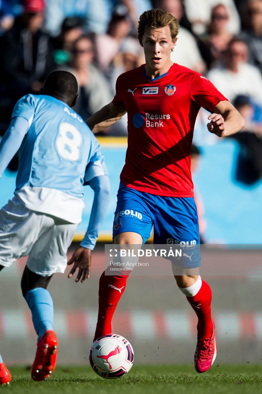 Helsingborgs Emil Krafth och Malmö FFs Enoch Kofi Adu