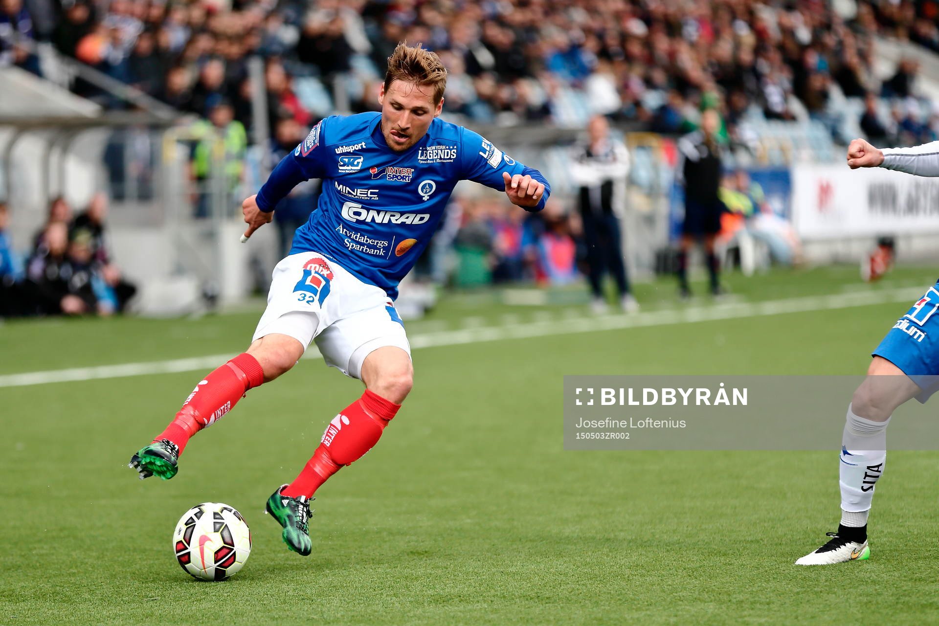 Åtvidabergs Martin Christensen under fotbollsmatchen i Allsvenskan mellan Norrköping och Åtvidaberg den 03 maj 2015 i Norrköping.