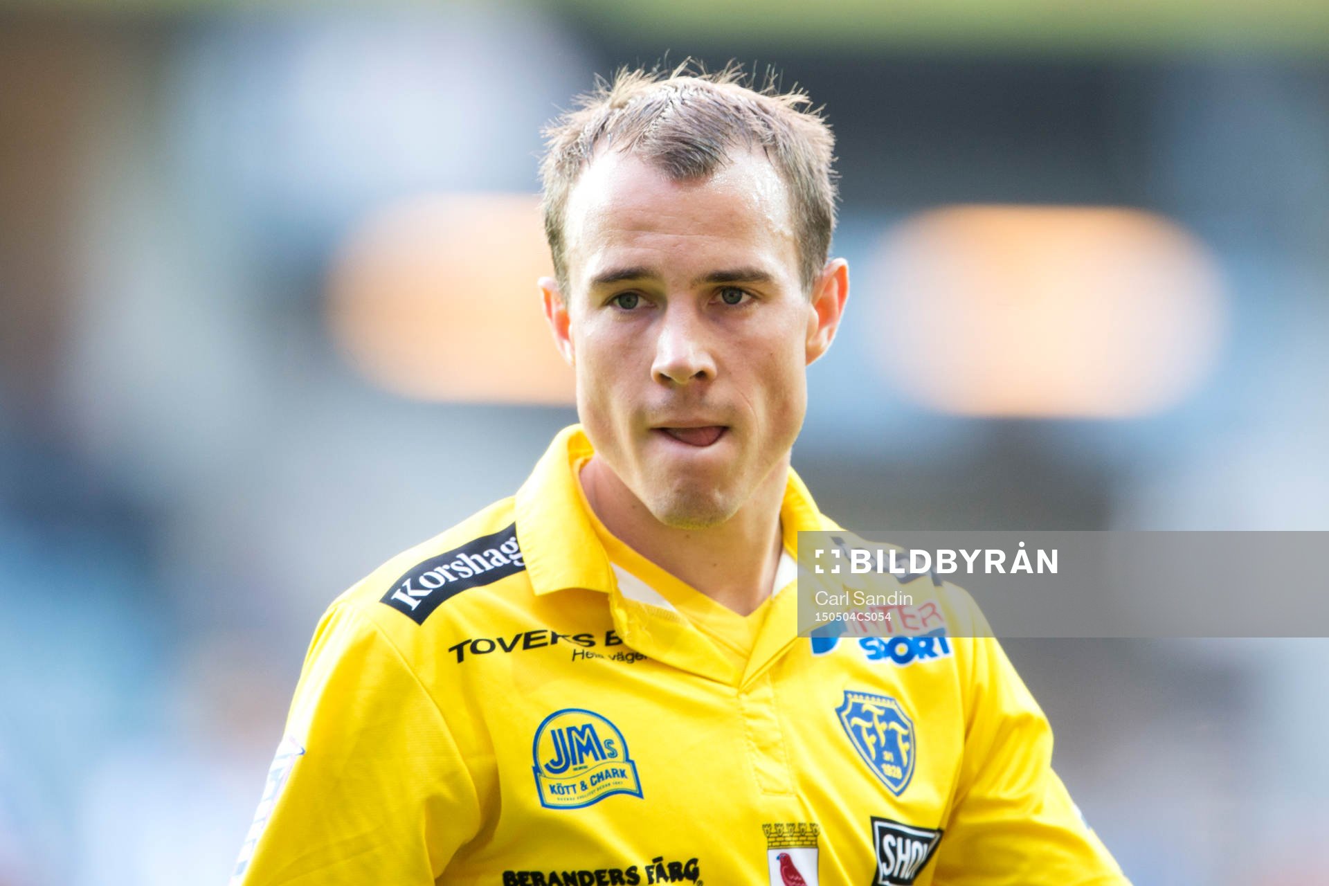 Falkenbergs Carl Wede under en fotbollsmatch i Allsvenskan mellan IFK Göteborg och Falkenberg den 4 maj 2015 i Göteborg.
