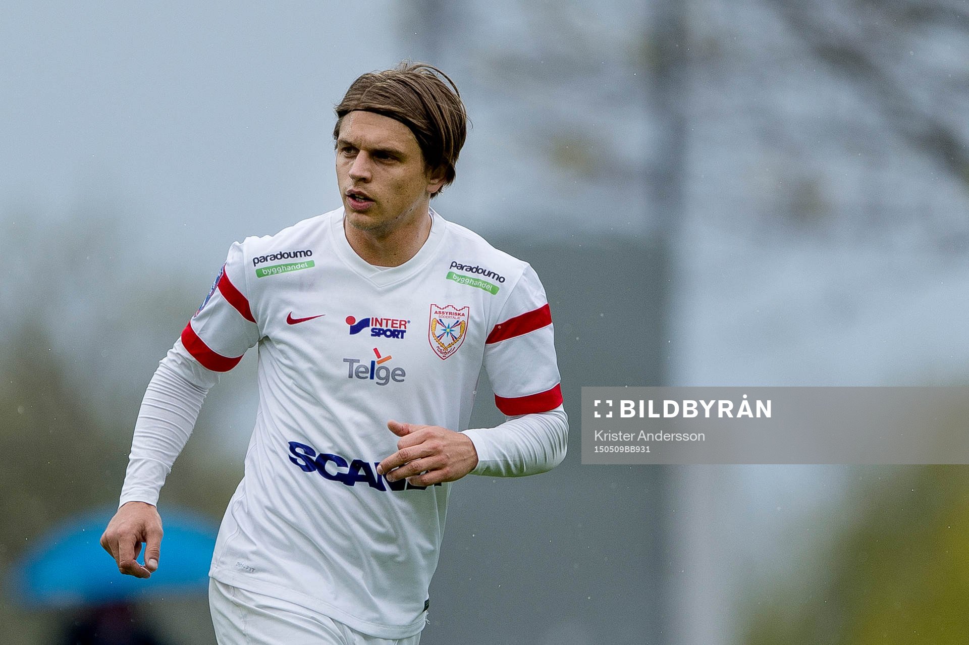 Assyriskas Fredrik Holster under fotbollsmatchen i Superettan mellan Varberg och Assyriska den 9 maj 2015 i Varberg.