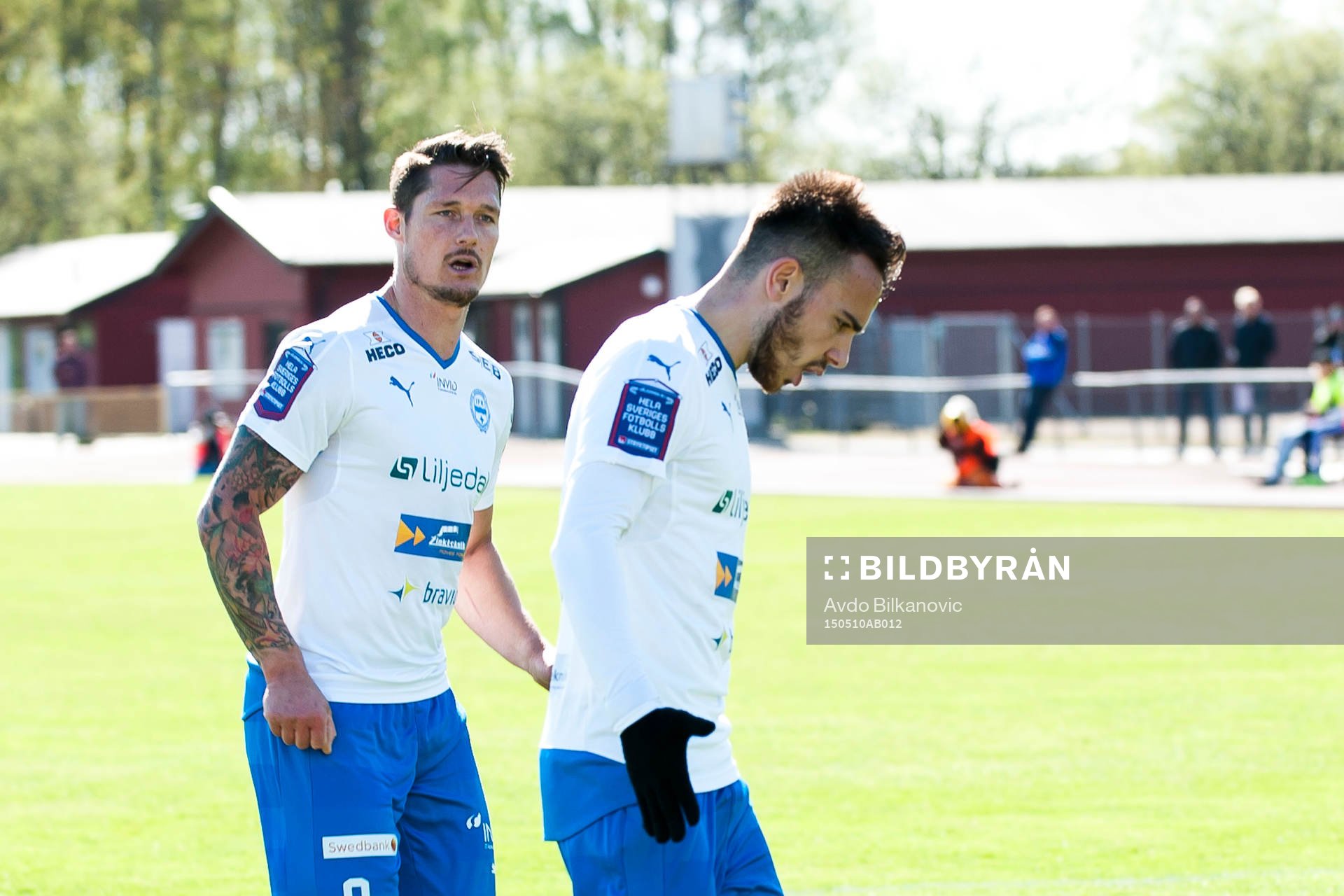 Värnamos Dzenis Kozica jublar under fotbollsmatchen i Superettan mellan Ängelholm och Värnamo den 10 maj 2015 i Ängelholm