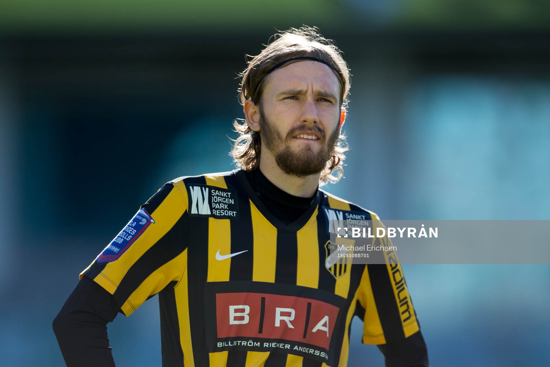 Häckens Simon Sandberg innan fotbollsmatchen i Allsvenskan