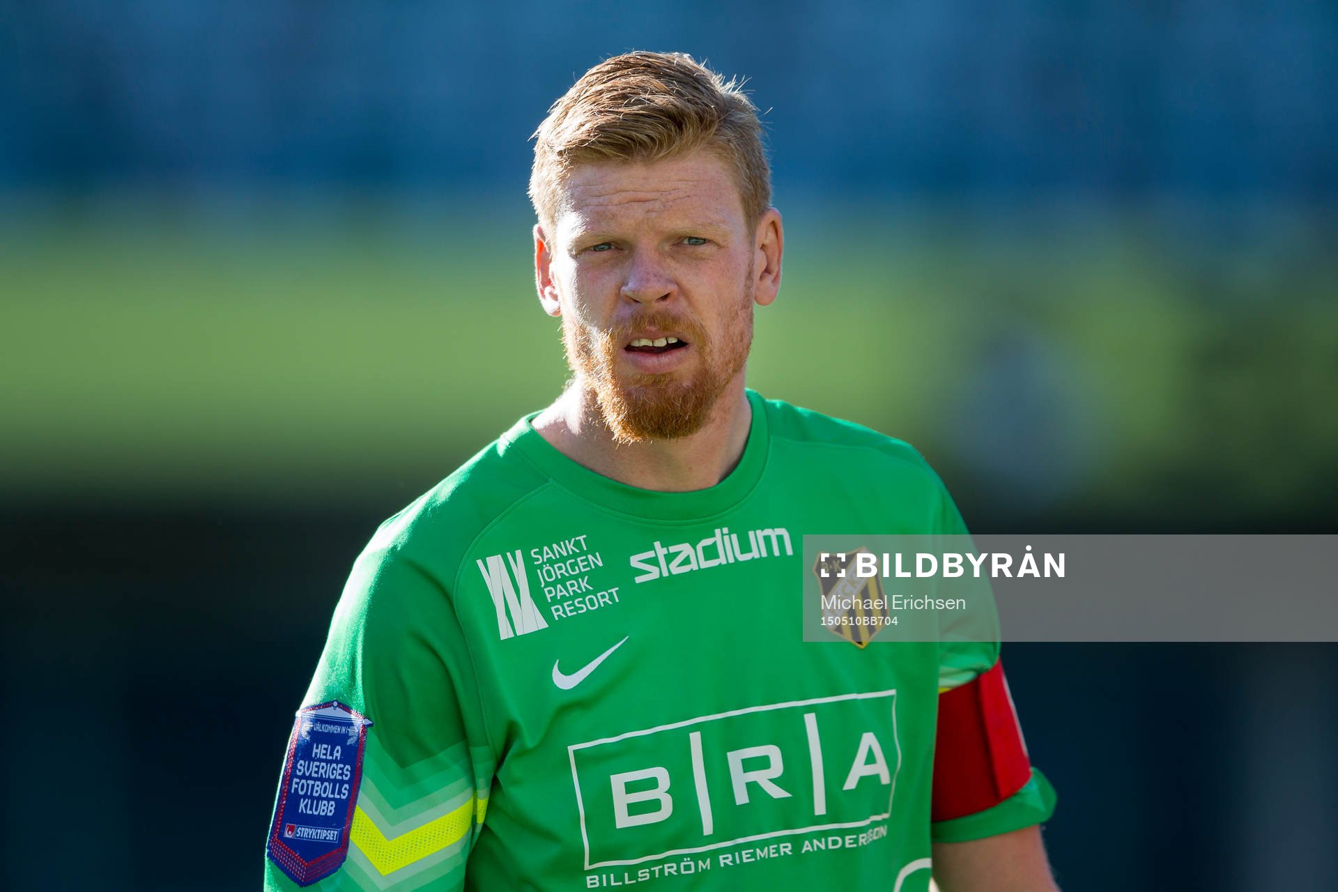 Häckens målvakt Christoffer Källqvist innan fotbollsmatchen i Allsvenskan mellan Häcken och Örebro den 10 maj 2015 i Göteborg.