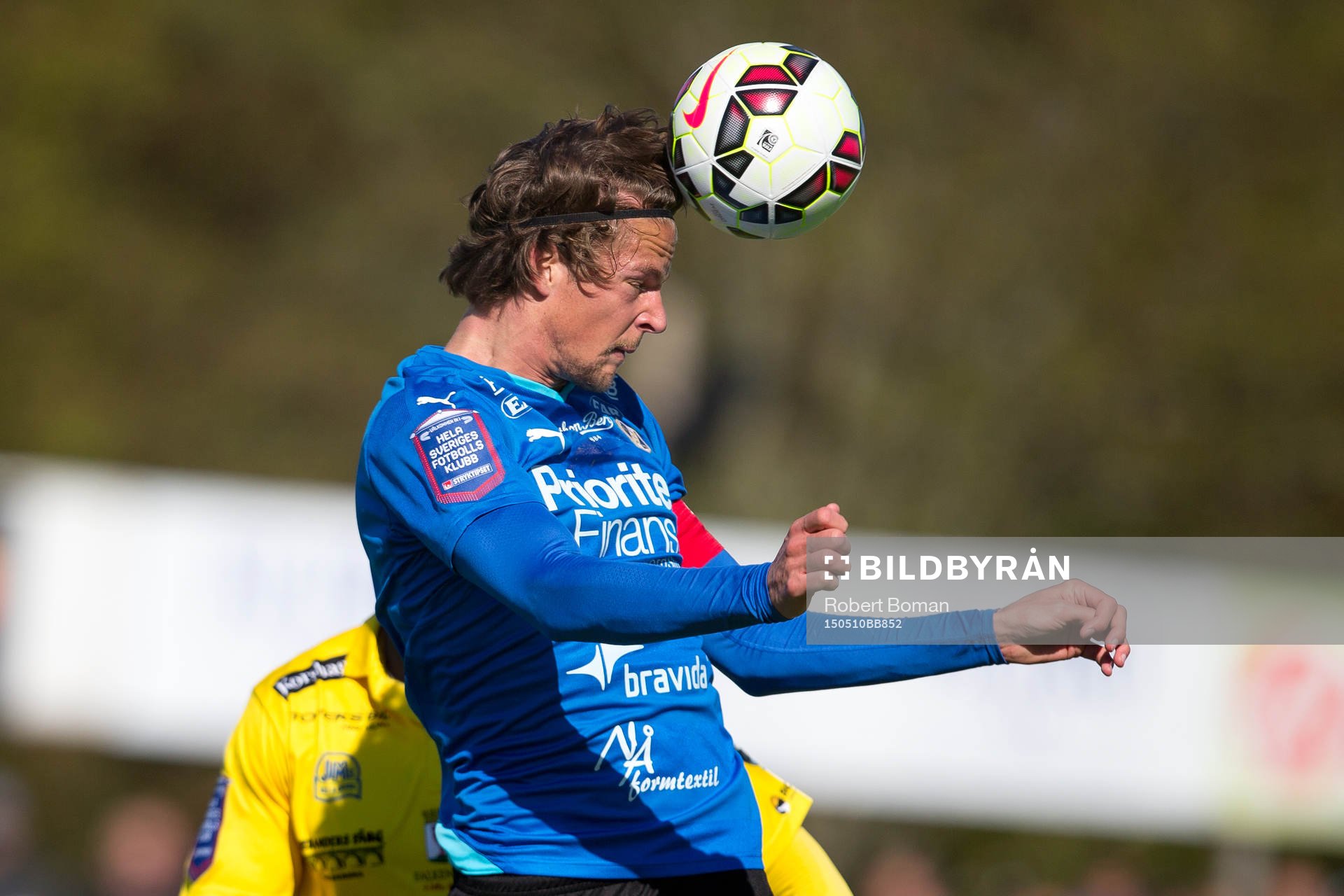 Halmstads Fredrik Liverstam under fotbollsmatchen i Allsvenskan mellan Falkenbergs FF och Halmstads BK den 10 maj 2015 i Falkenberg.
