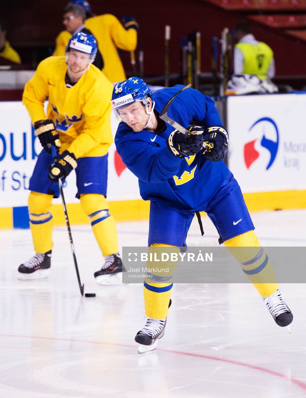 Oscar Möller på Sveriges ishockeylandslags träning