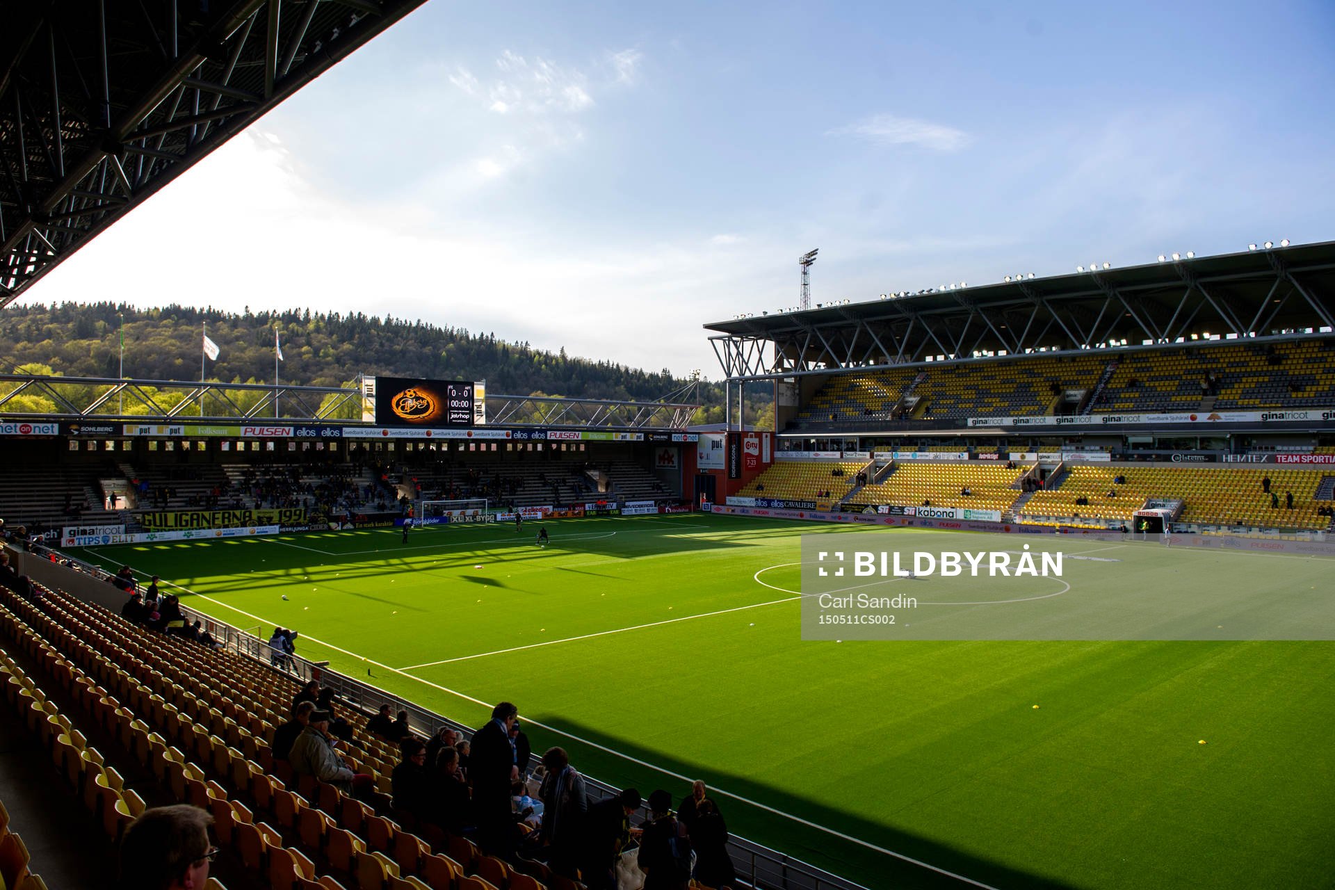 Vy över Borås Arena inför en fotbollsmatch i Allsvenskan mellan Elfsborg och Malmö FF den 11 maj 2015 i Borås.