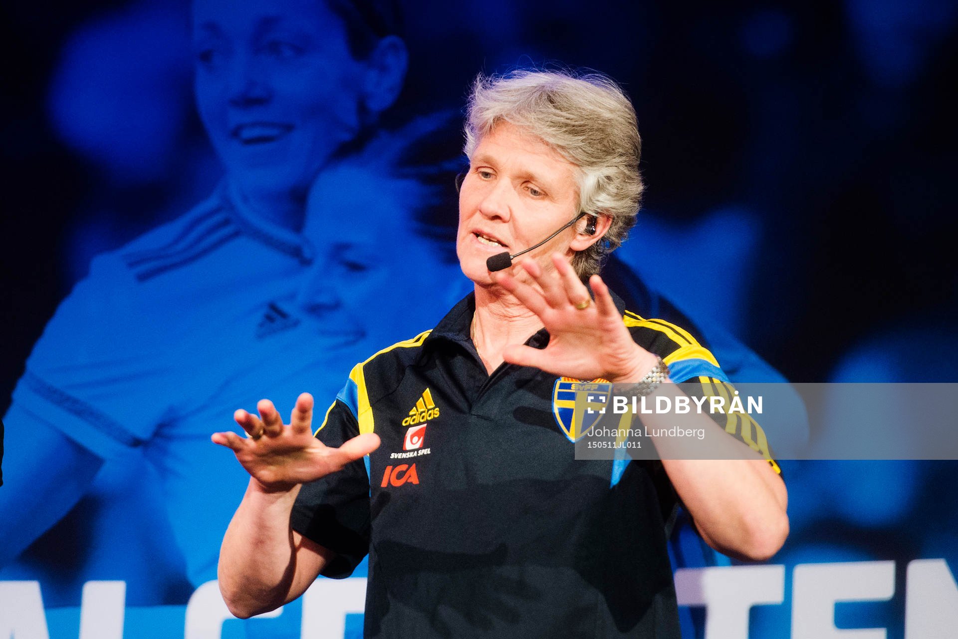Sveriges förbundskapten Pia Sundhage när VM-truppen