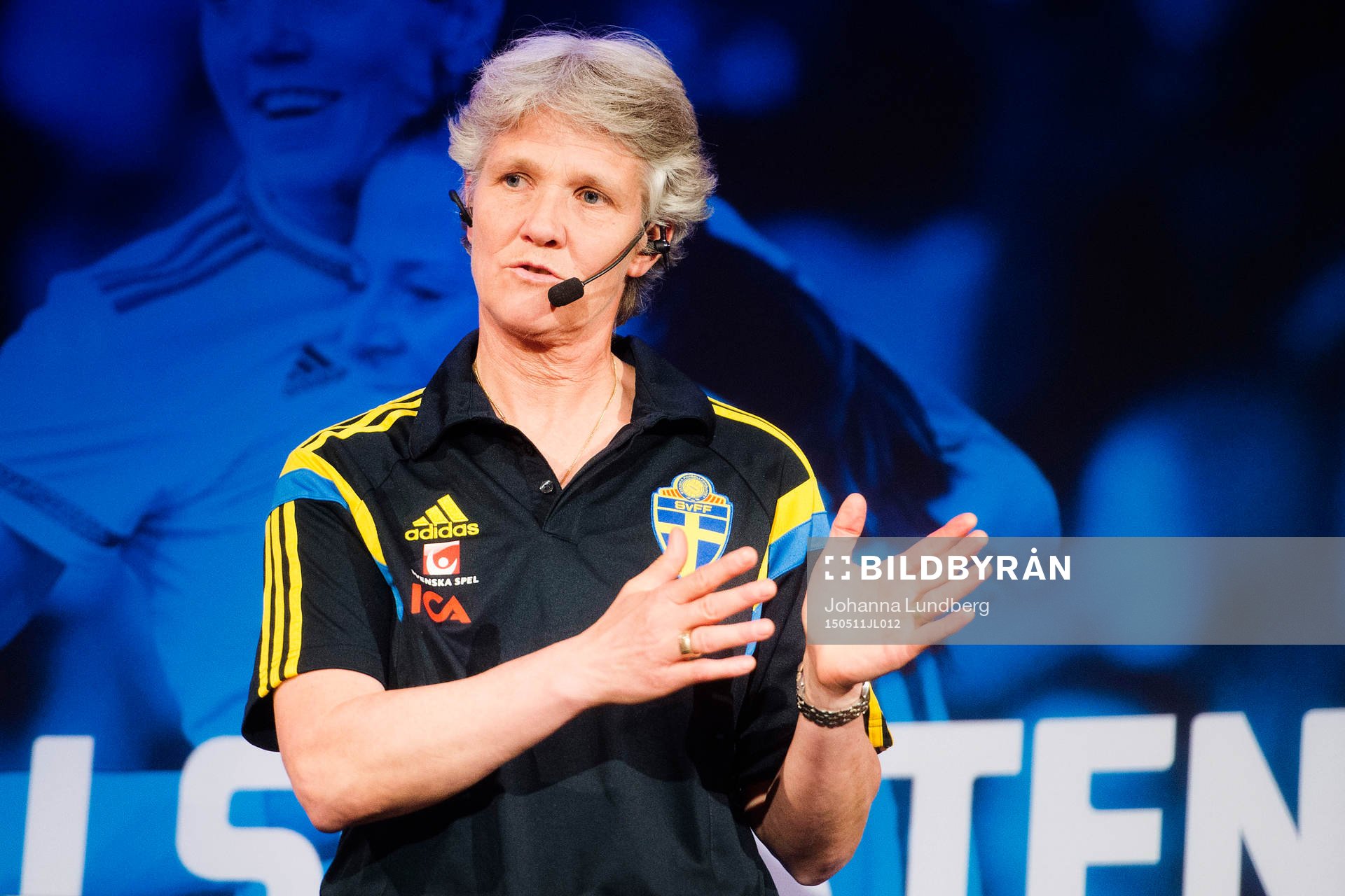 Sveriges förbundskapten Pia Sundhage när VM-truppen