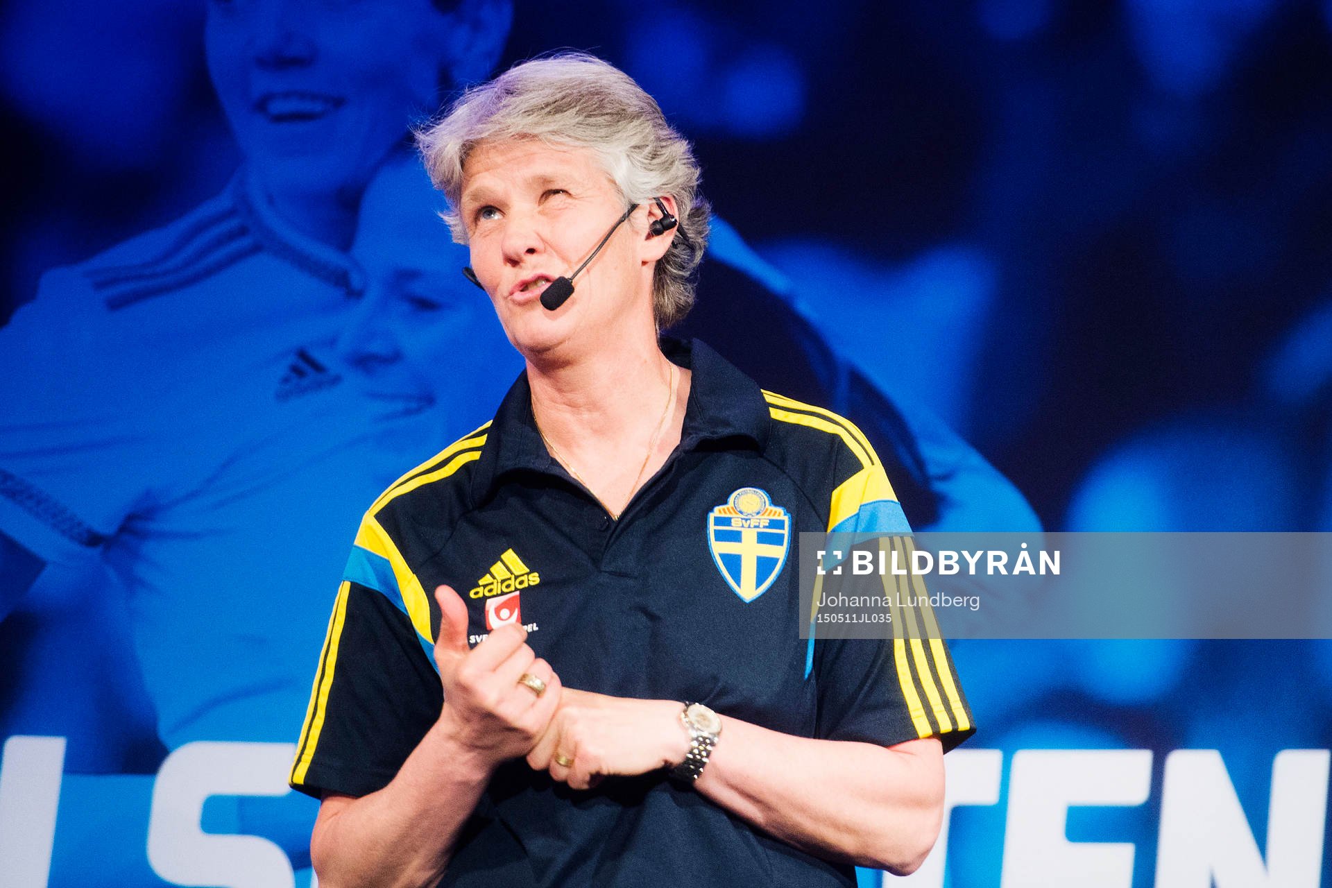 Sveriges förbundskapten Pia Sundhage när VM-truppen