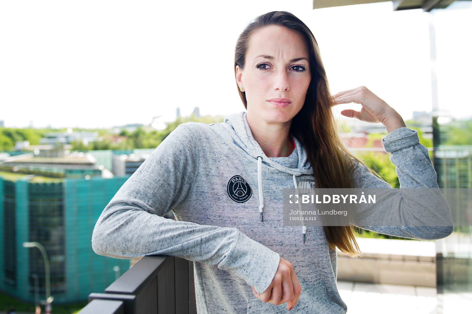 PSG:s Kosovare Asllani poserar för ett porträtt inför finalen i Champions League den 13 maj 2015 i Berlin.