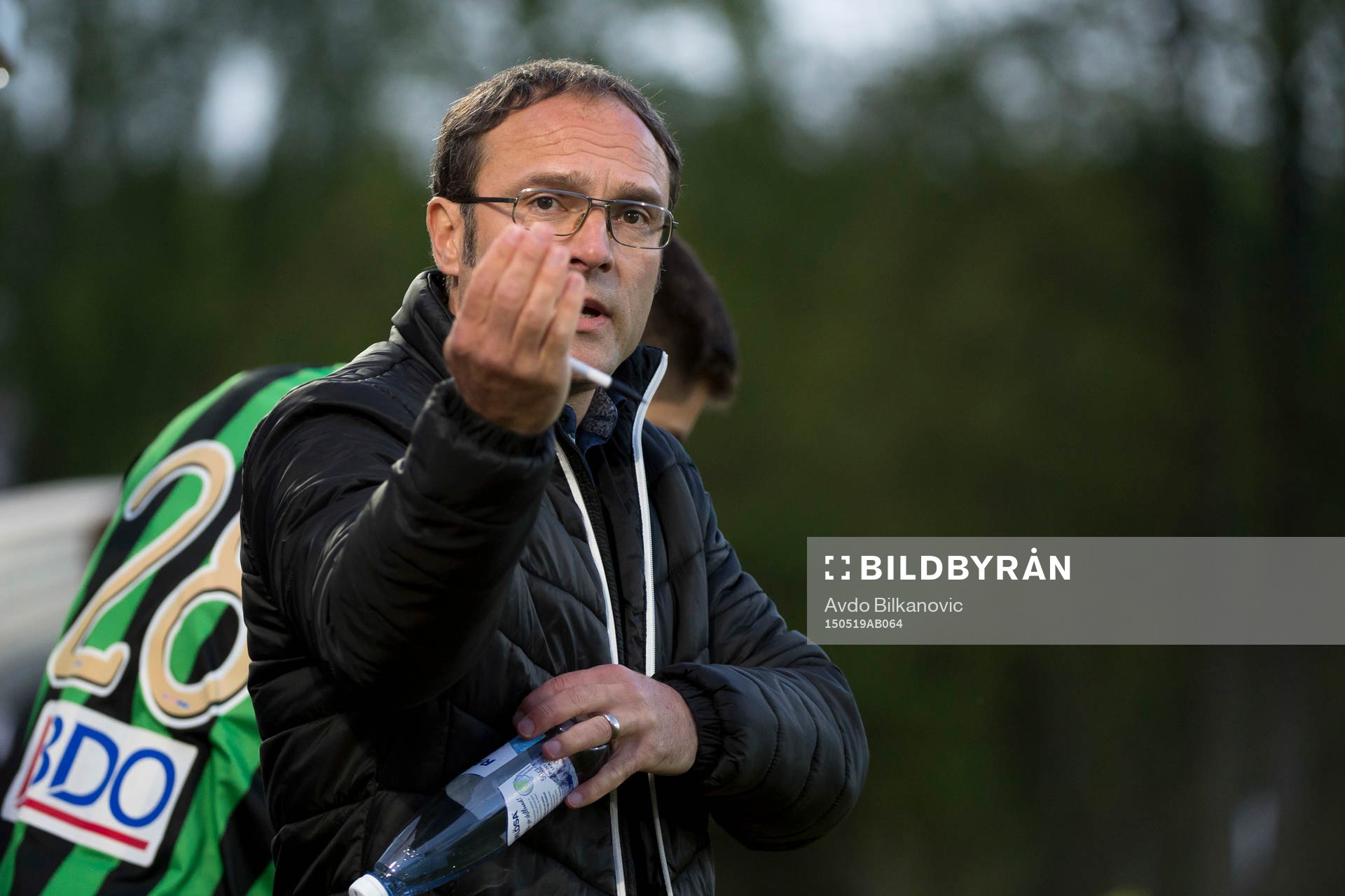 Gais tränare Per-Ola Ljung under fotbollsmatchen i Superettan mellan Ängelholm och GAIS den 19 maj 2015 i Ängelholm.