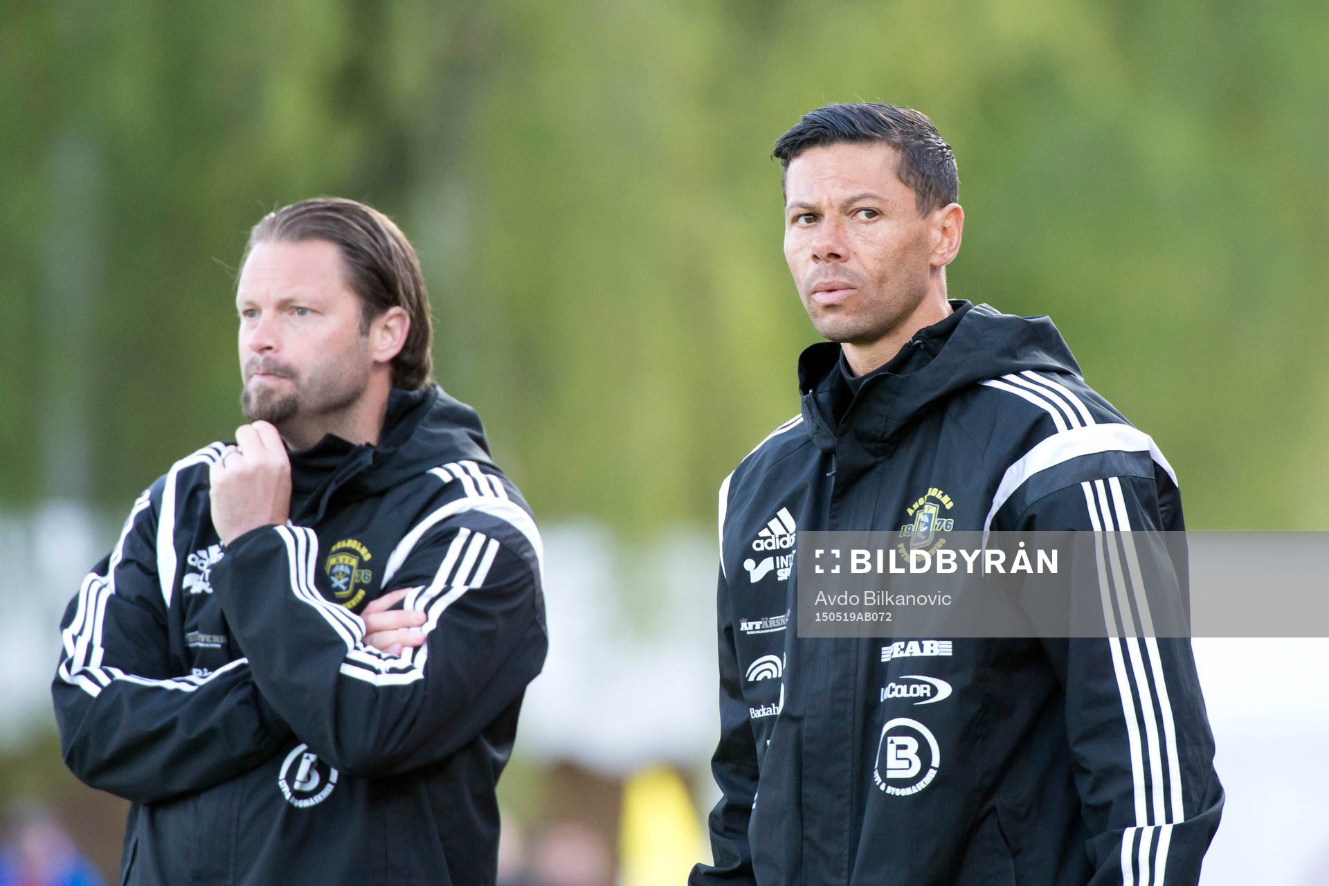 Ängelholms assisterande tränare Martin Pringle under fotbollsmatchen i Superettan mellan Ängelholm och GAIS den 19 maj 2015 i Ängelholm.