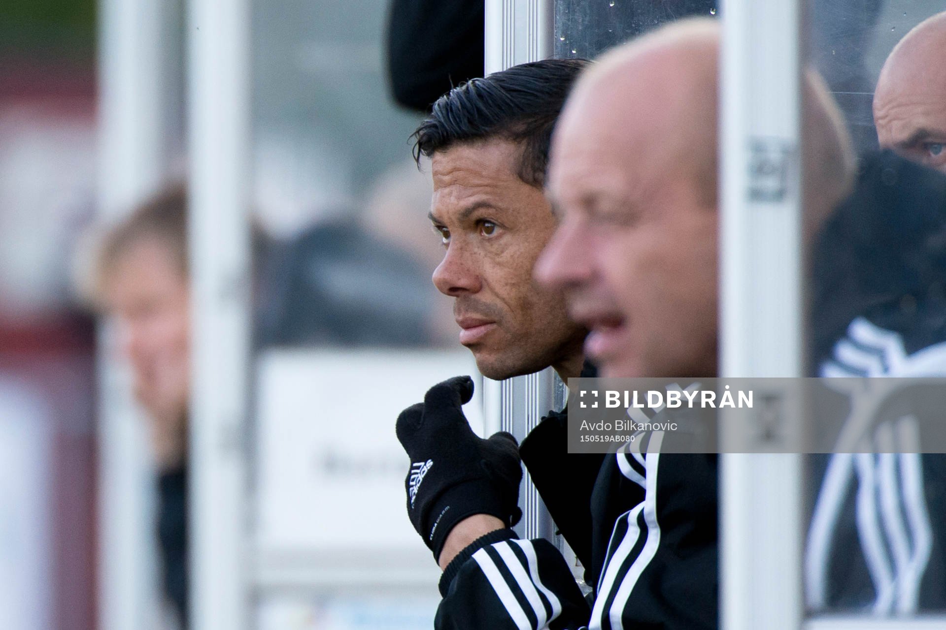 Ängelholms assisterande tränare Martin Pringle under fotbollsmatchen i Superettan mellan Ängelholm och GAIS den 19 maj 2015 i Ängelholm.