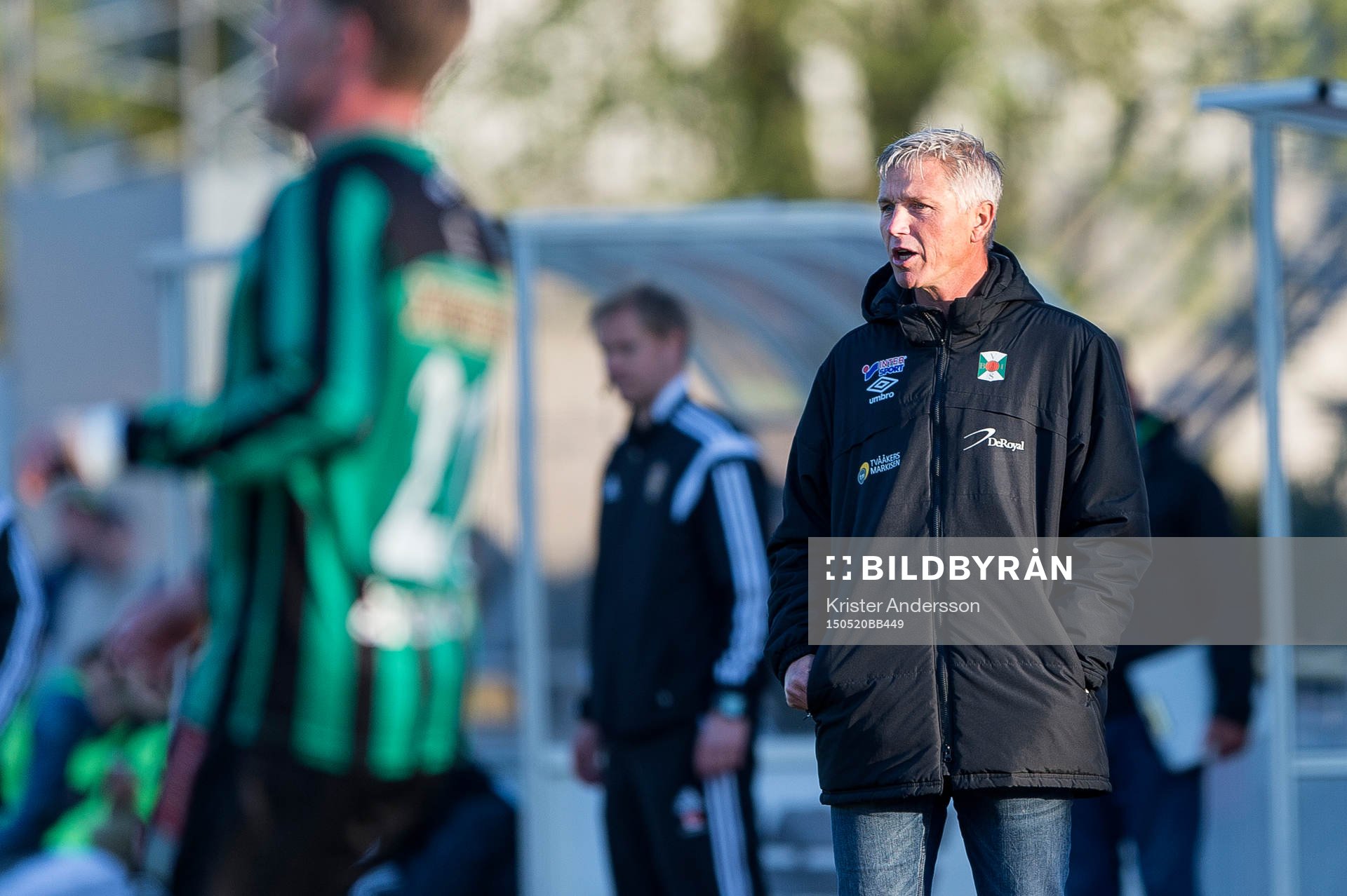 Varbergs tränare Jörgen Wålemark under fotbollsmatchen i Superettan mellan Varberg och Ljungskile den 20 maj 2015 i Varberg.