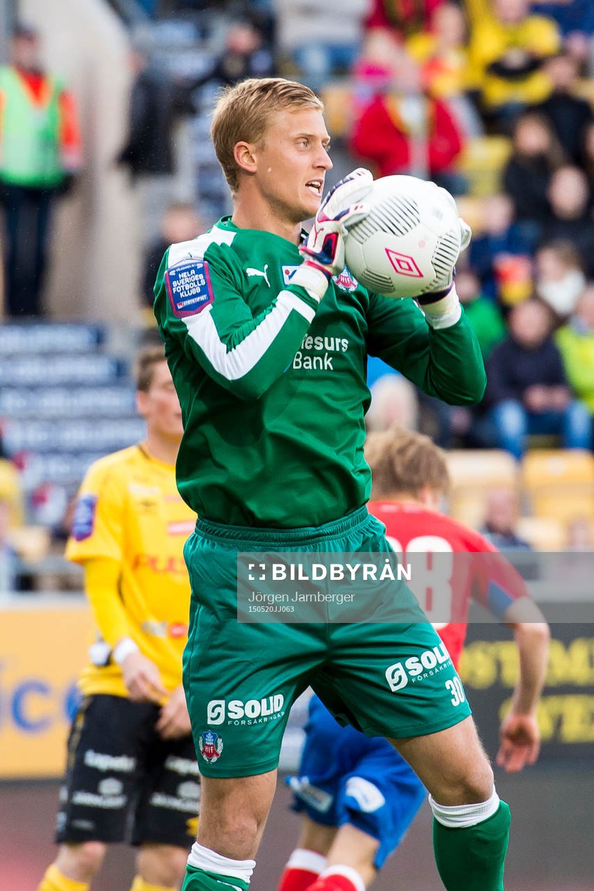 Helsingborgs målvakt Pär Hansson under en fotbollsmatch i Allsvenskan mellan Elfsborg och Helsingborg den 20 maj 2015 i Borås.