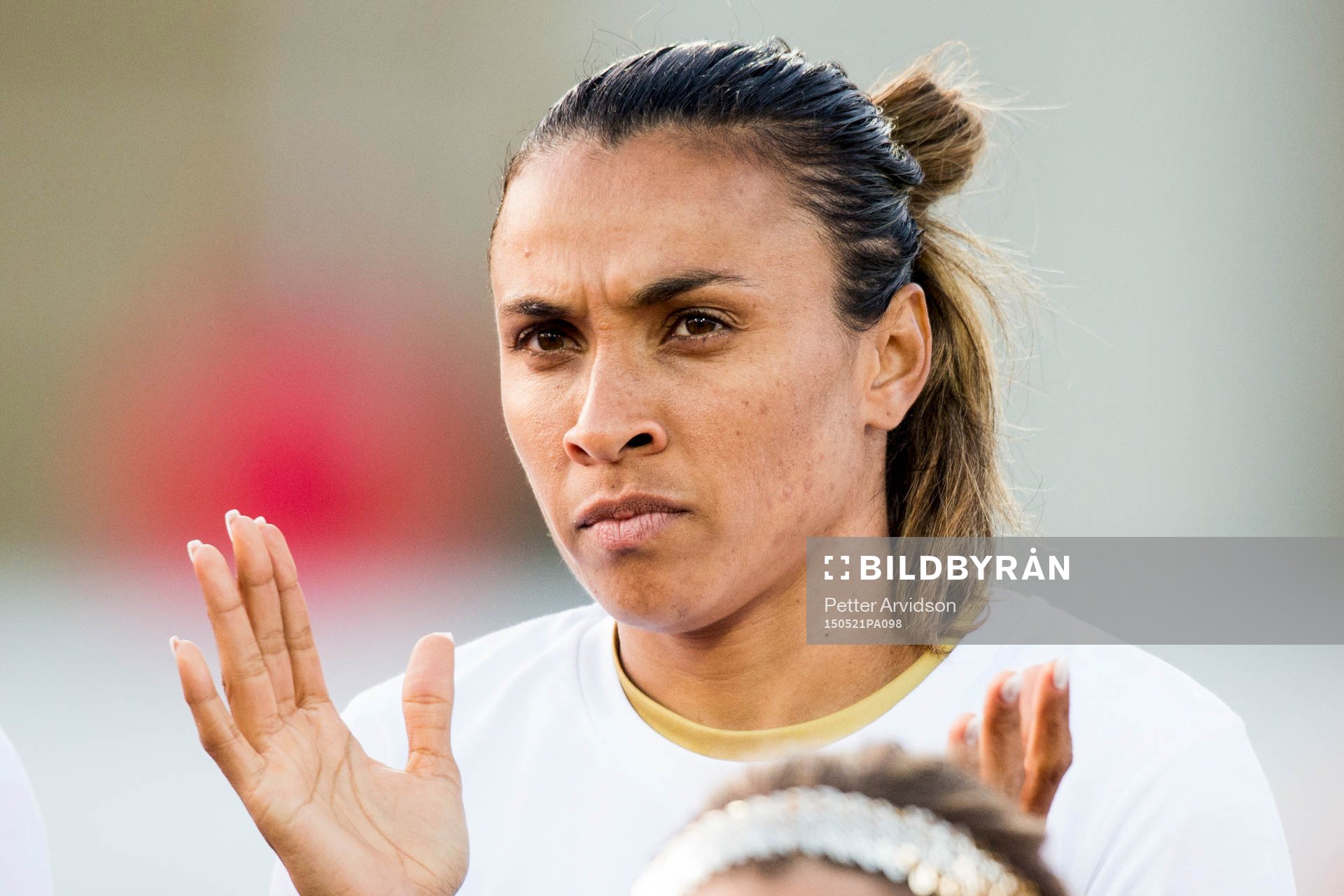 Rosengårds Marta Viera Da Silva inför fotbollsmatchen i Damallsvenskan mellan FC Rosengård och Kristianstad den 21 maj 2015 i Malmö.