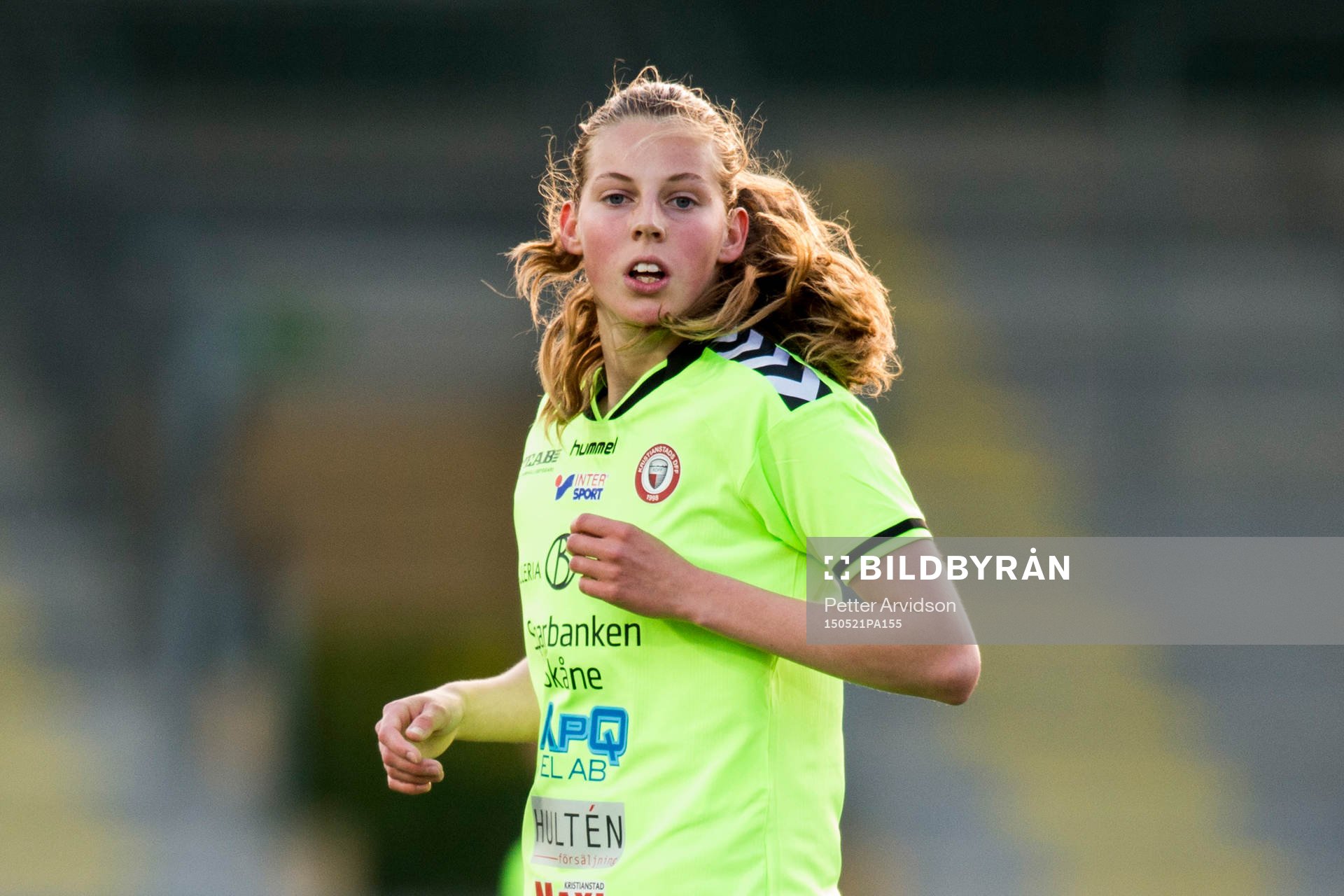 Kristianstads Amanda Edgren under fotbollsmatchen i Damallsvenskan mellan FC Rosengård och Kristianstad den 21 maj 2015 i Malmö.