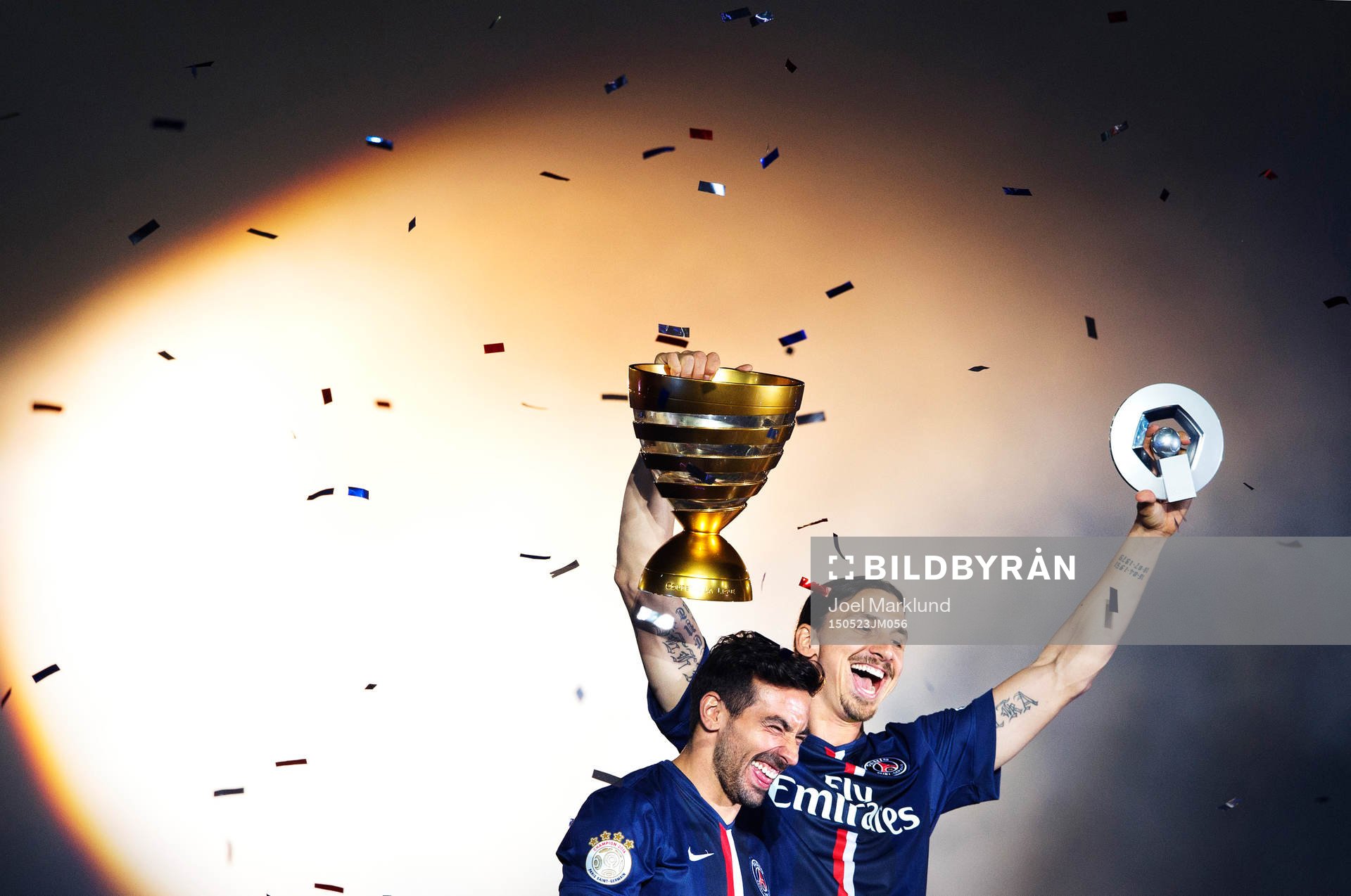 s Ezequiel Lavezzi och Zlatan Ibrahimovic jublar med när