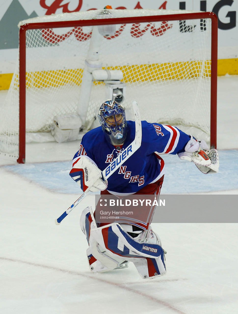 New York Rangers goalie Henrik Lundqvist skates to the