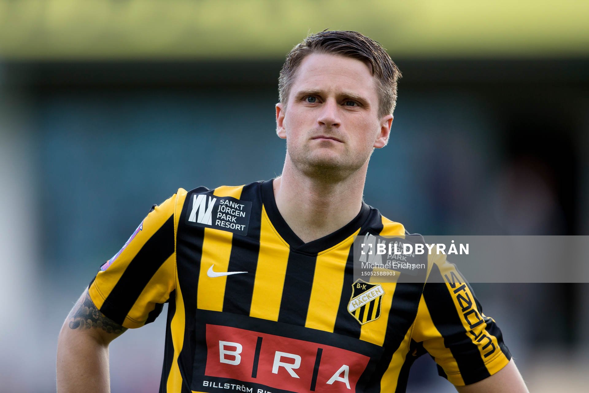 Häckens Gunnar Heidar Thorvaldsson innan fotbollsmatchen i
