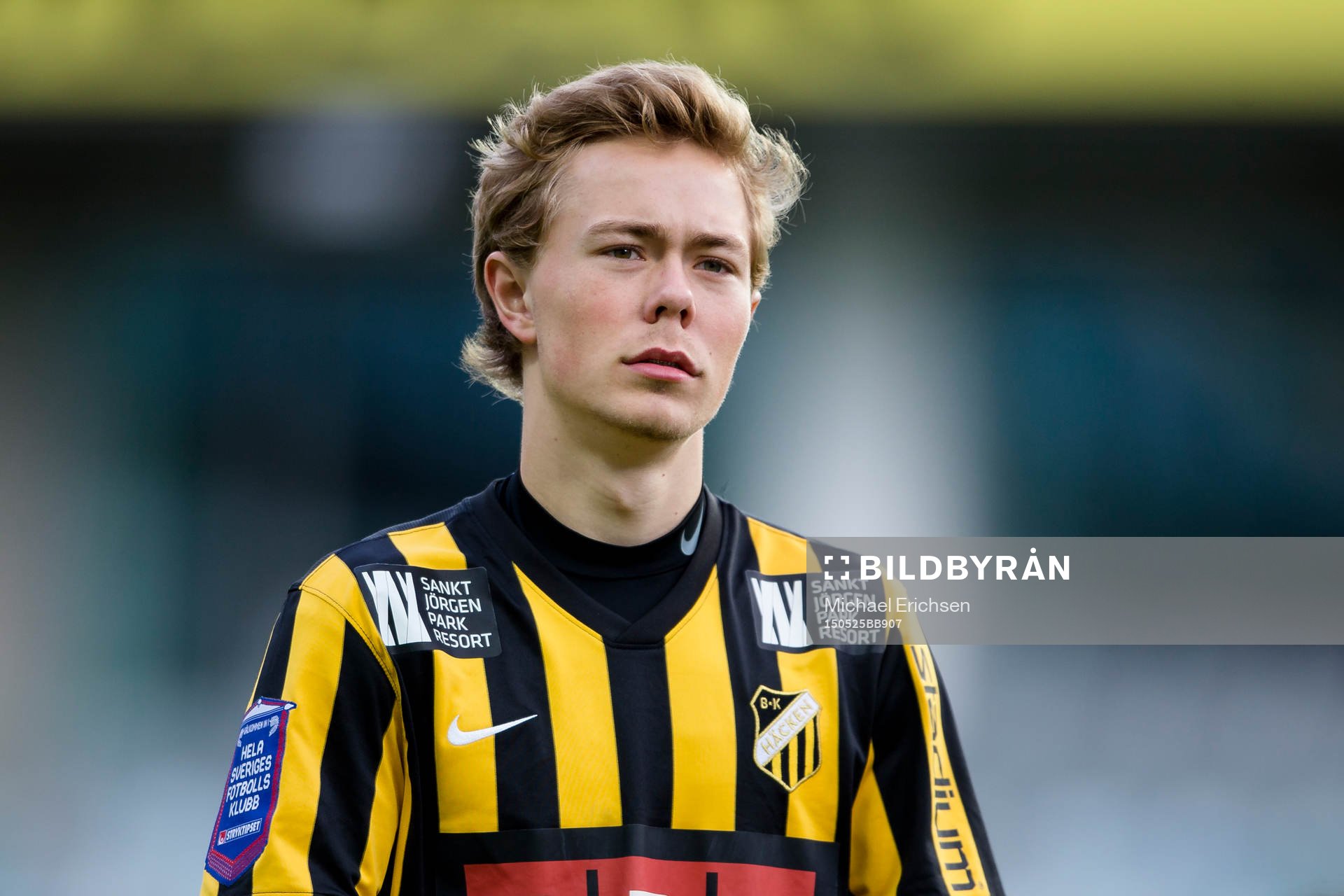 Häckens Joel Andersson innan fotbollsmatchen i Allsvenskan