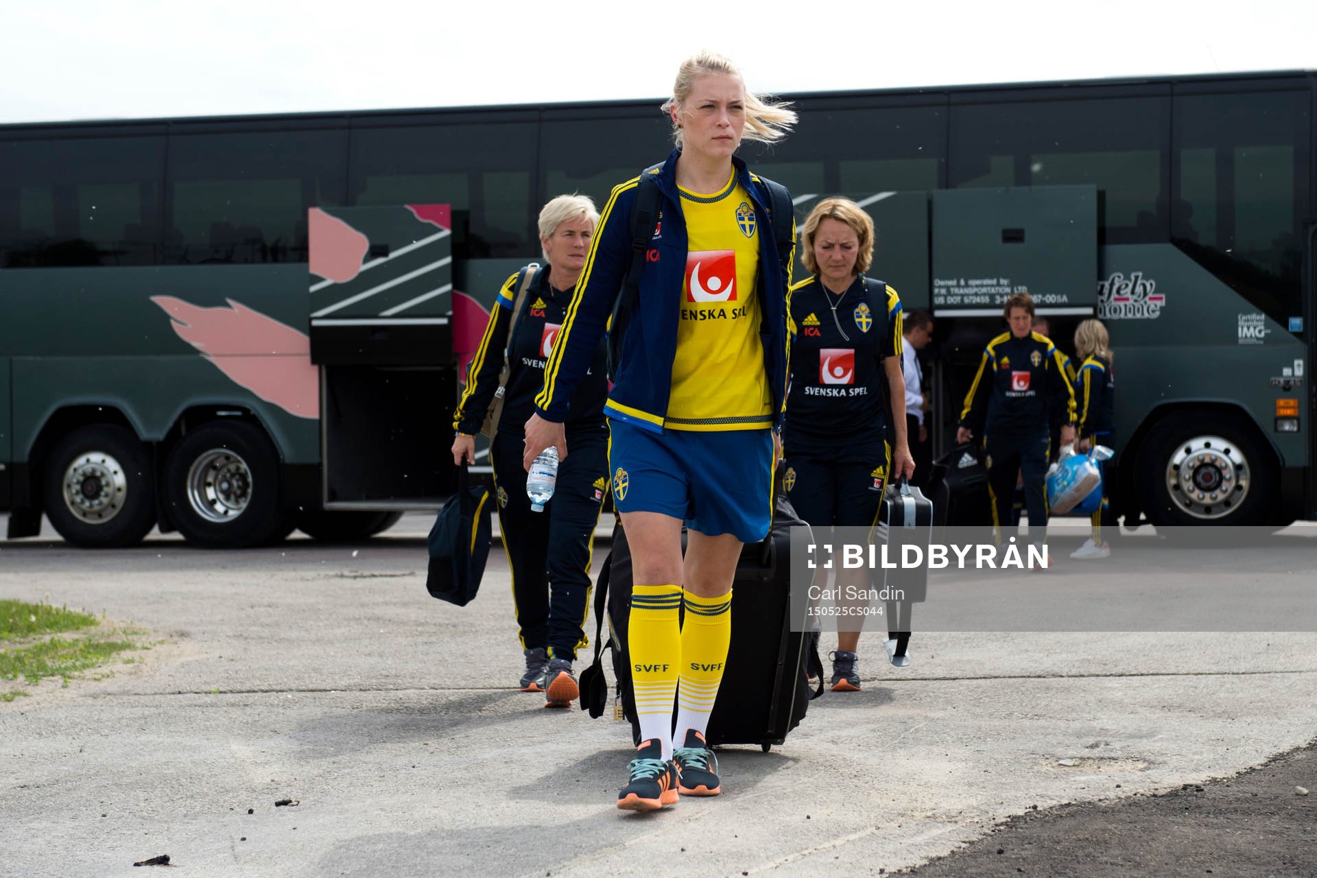 Sveriges Mimmi Löfwenius anländer till under en träning med landslaget den 25 maj 2015 i Toronto.