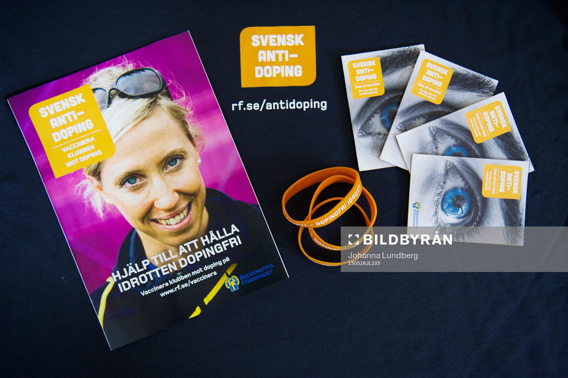 Informationsmaterial för dopingfri idrott den 26 maj 2015 i Stockholm. 