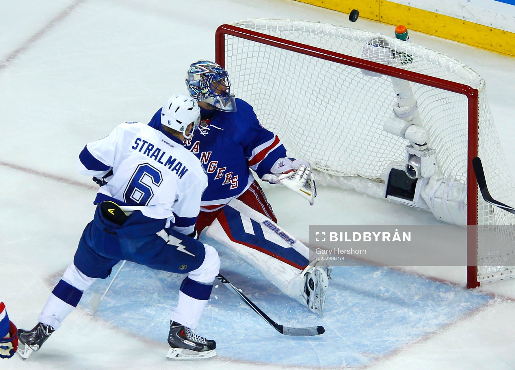 New York Rangers goalie Henrik Lundqvist makes a save