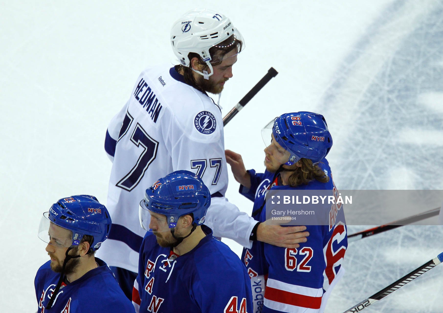 Tampa Bay Lighting Victor Hedmann consoles New York Rangers