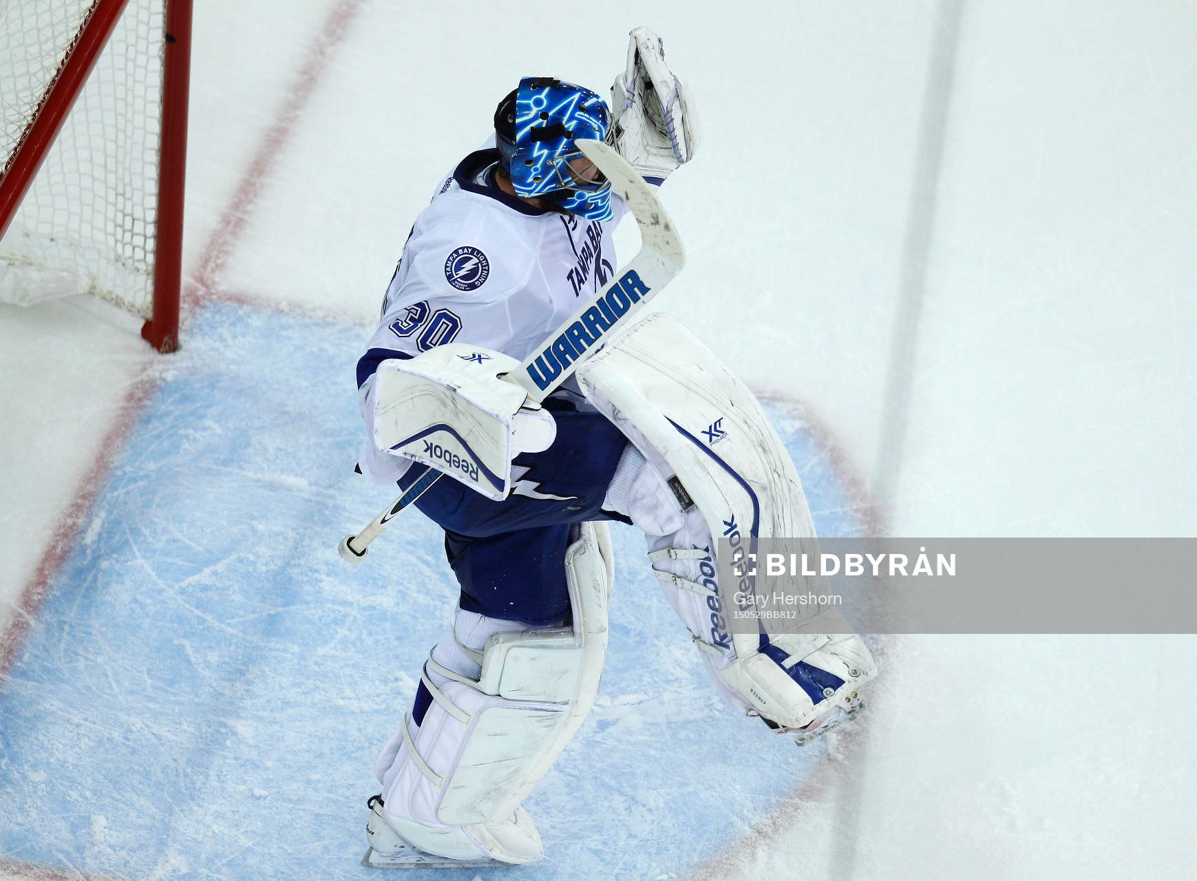 Tampa Bay Lightning goalie Ben Bishop celebrates