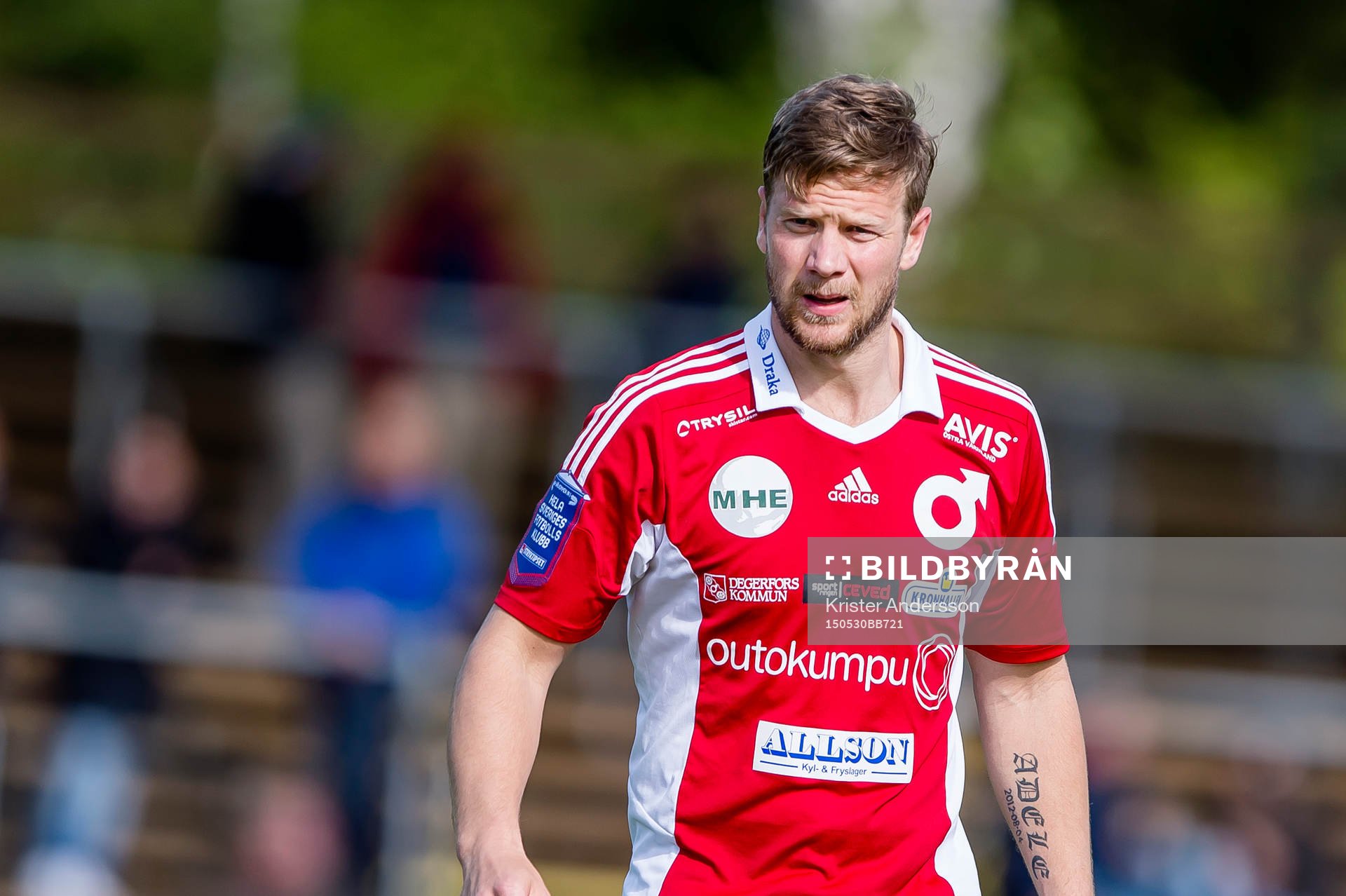Degerfors Peter Samuelsson under fotbollsmatchen i Superettan mellan Varberg och Degerfors den 30 maj 2015 i Varberg.
