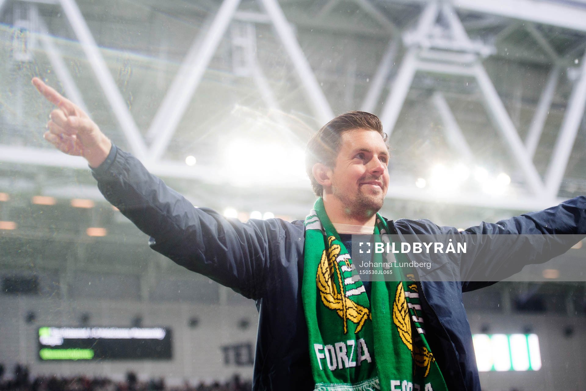 Förre Hammarby spelaren Johannes Hopf var på besök under fotbollsmatchen i Allsvenskan mellan Hammarby och Halmstad den 30 maj 2015 i Stockholm.