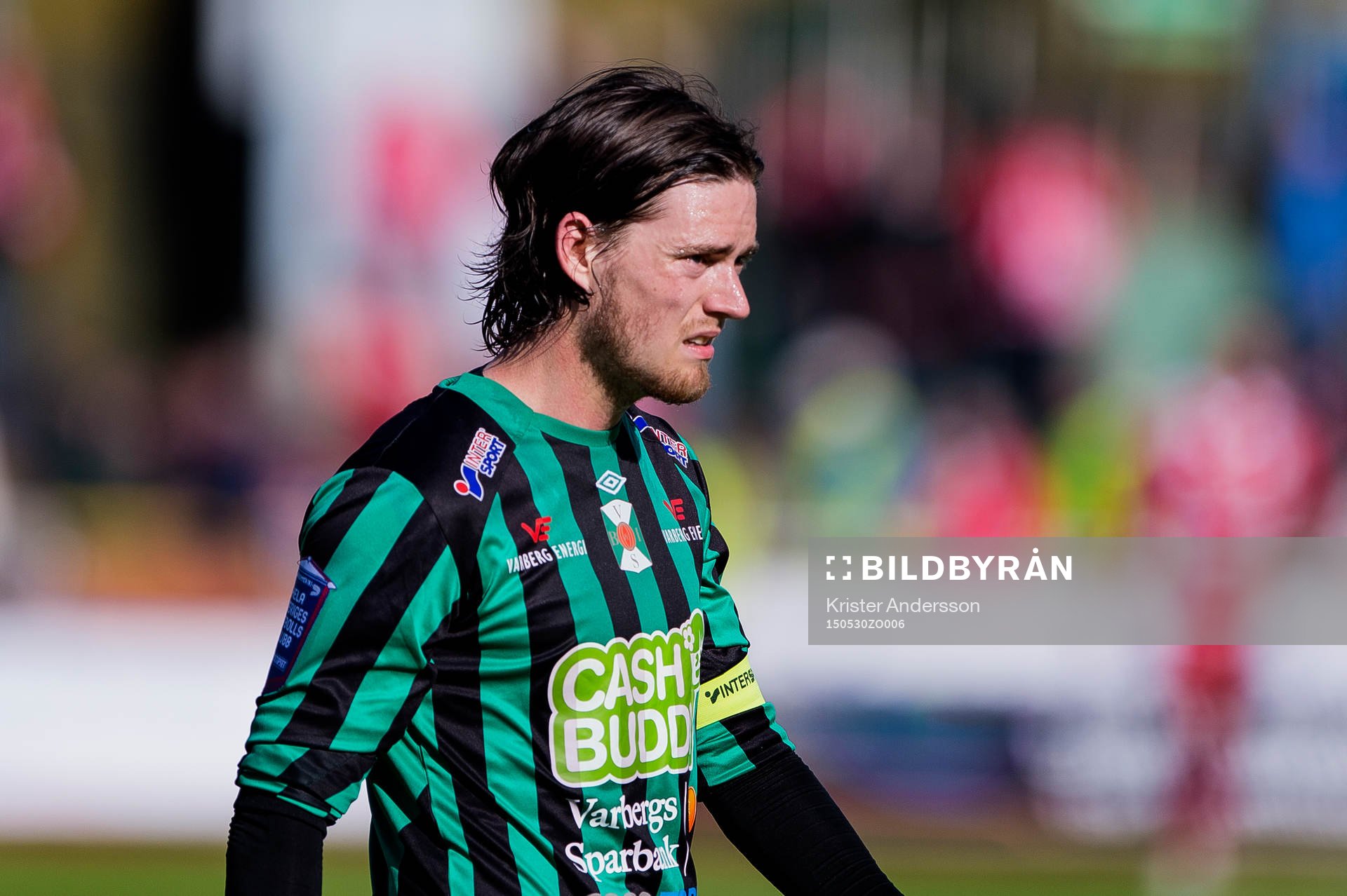 Varbergs Robin Tranberg efter fotbollsmatchen i Superettan mellan Varberg och Degerfors den 30 maj 2015 i Varberg.