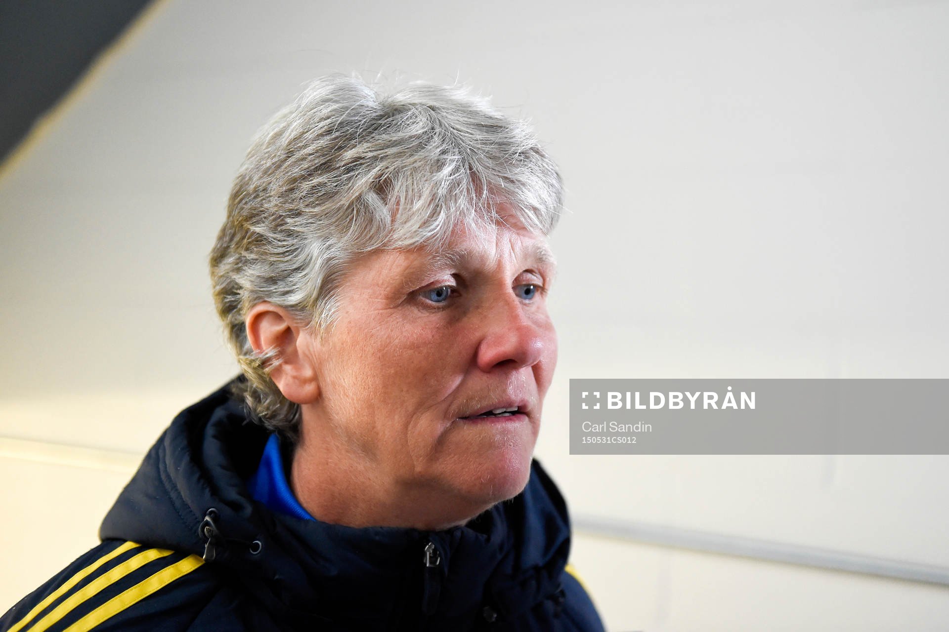 Sveriges Förbundskapten Pia Sundhage under en träning med landslaget den 31 maj 2015 i Toronto.