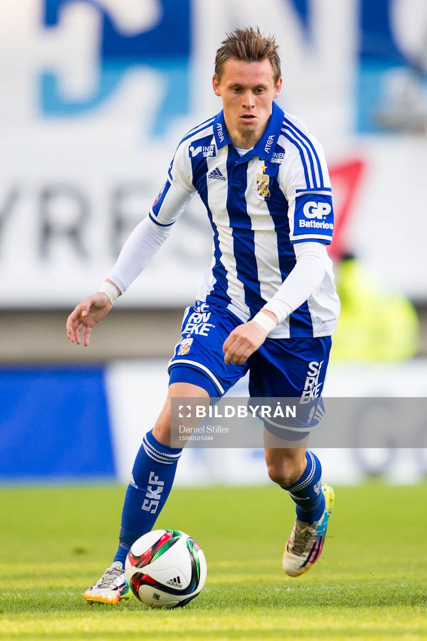 IFK Göteborgs Jakob Ankersen  under fotbollsmatchen i Allsvenskan mellan IFK Göteborg och Djurgården den 1 april 2015 i Göteborg.