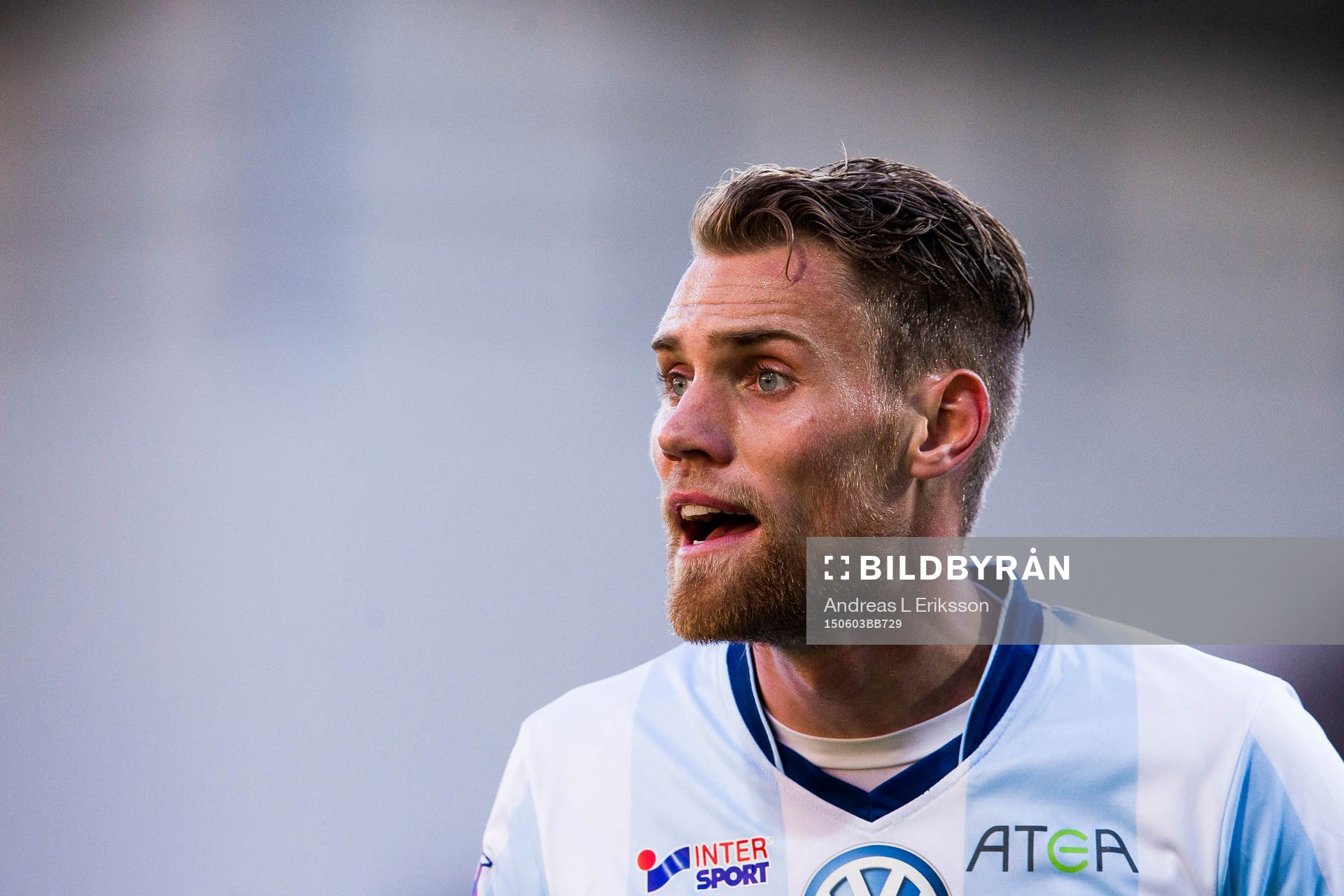 Gefles David Fällman under fotbollsmatchen i Allsvenskan mellan Gefle och Malmö FF den 3 juni 2015 i Gävle.