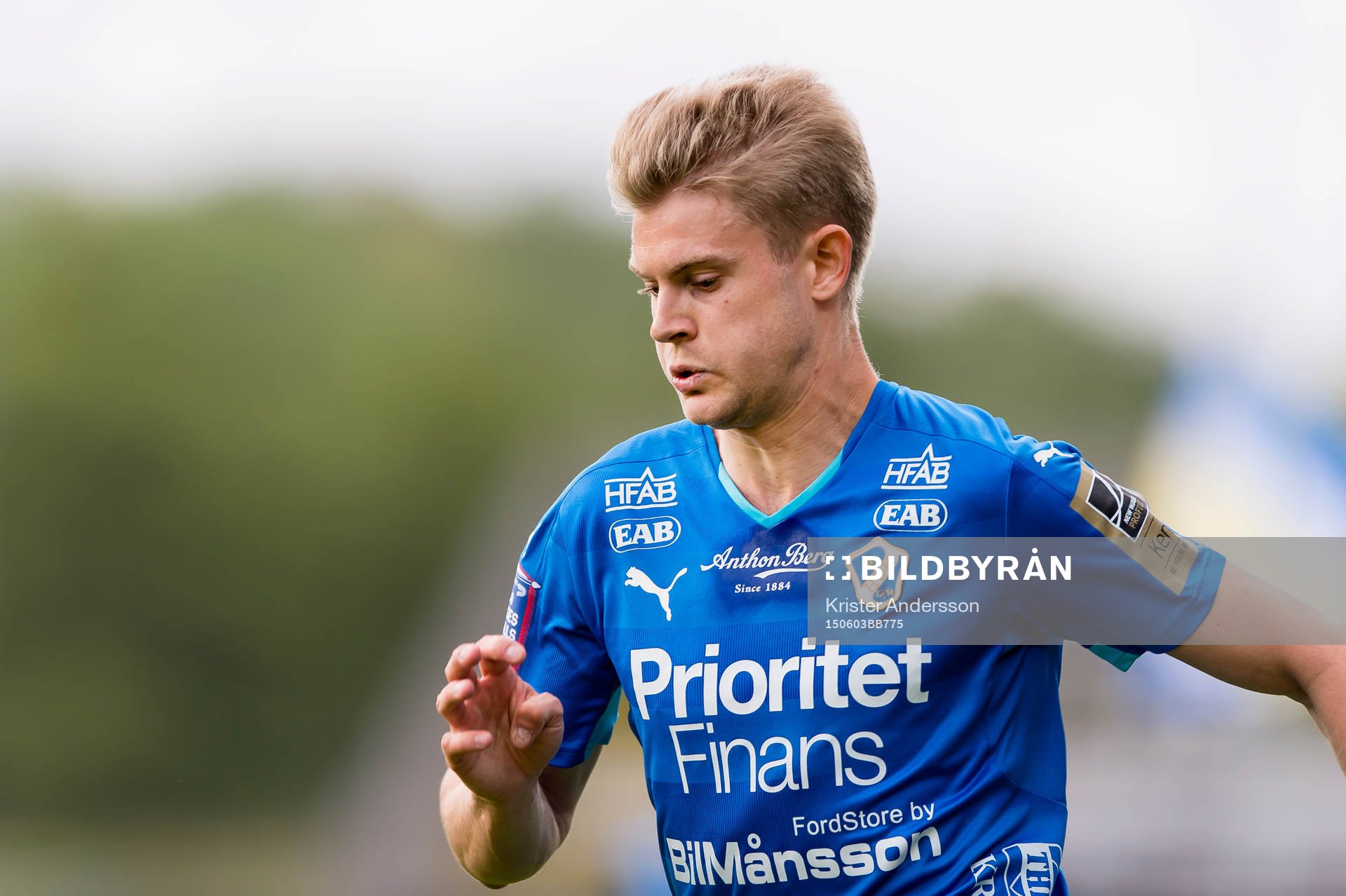 Halmstads Viktor Ljung under fotbollsmatchen i Allsvenskan mellan Halmstad och GIF Sundsvall den 3 juni 2015 i Halmstad.