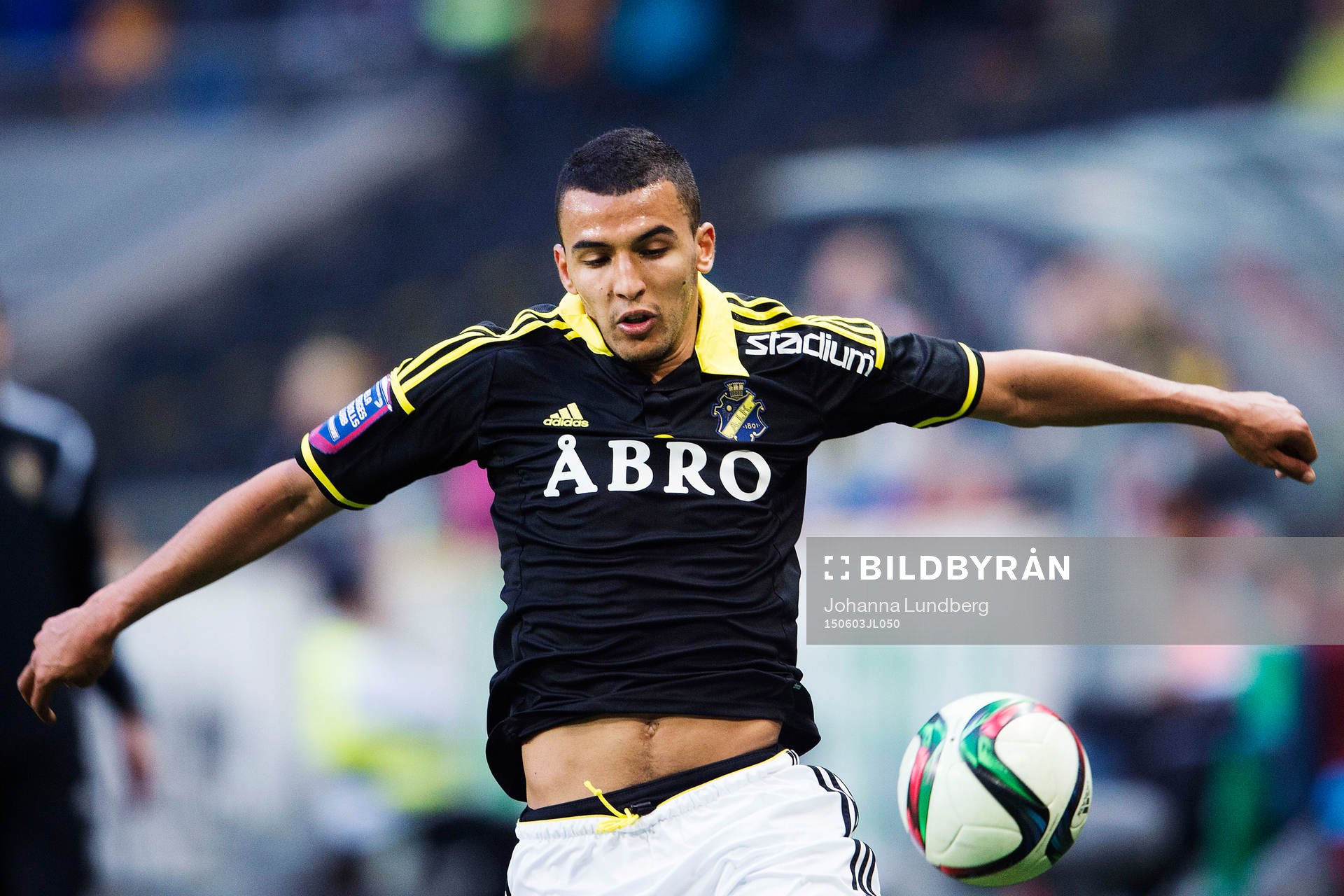  AIK:s Nabil Bahoui under fotbollsmatchen i Allsvenskan mellan AIK och Falkenberg den 3 juni 2015 i Stockholm. 