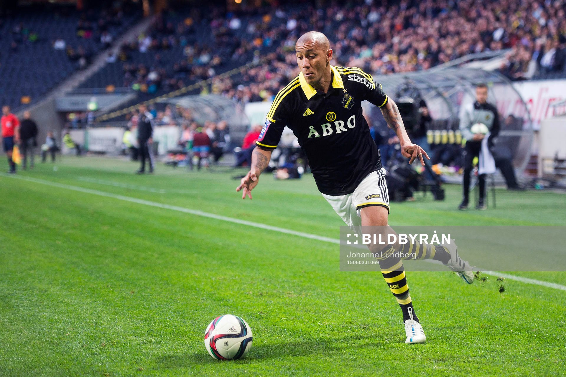 AIK:s Alessandro Silva Pereira under fotbollsmatchen i Allsvenskan mellan AIK och Falkenberg den 3 juni 2015 i Stockholm. 