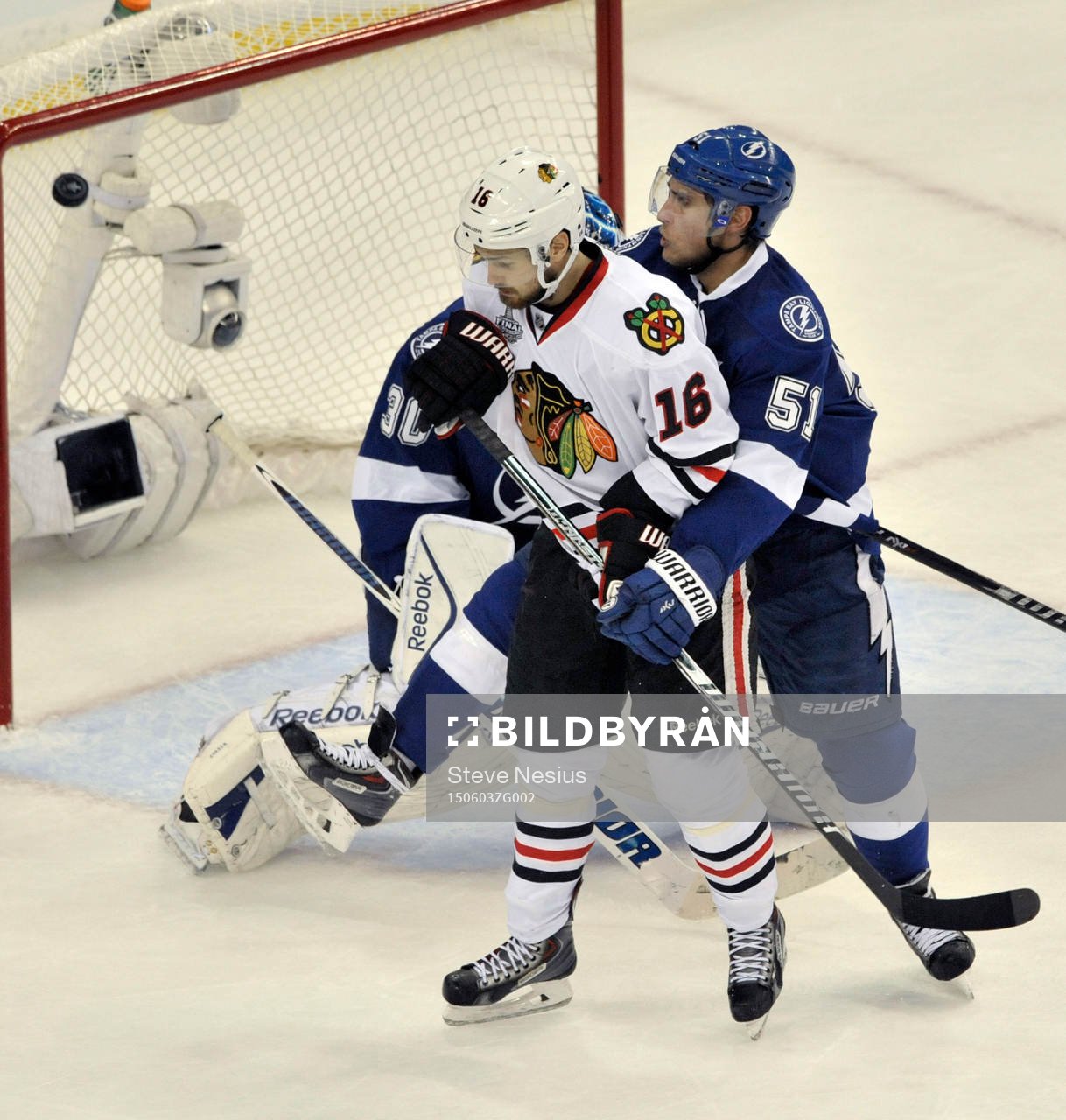 The Lightning's Valterri Flippula (51) wraps up the