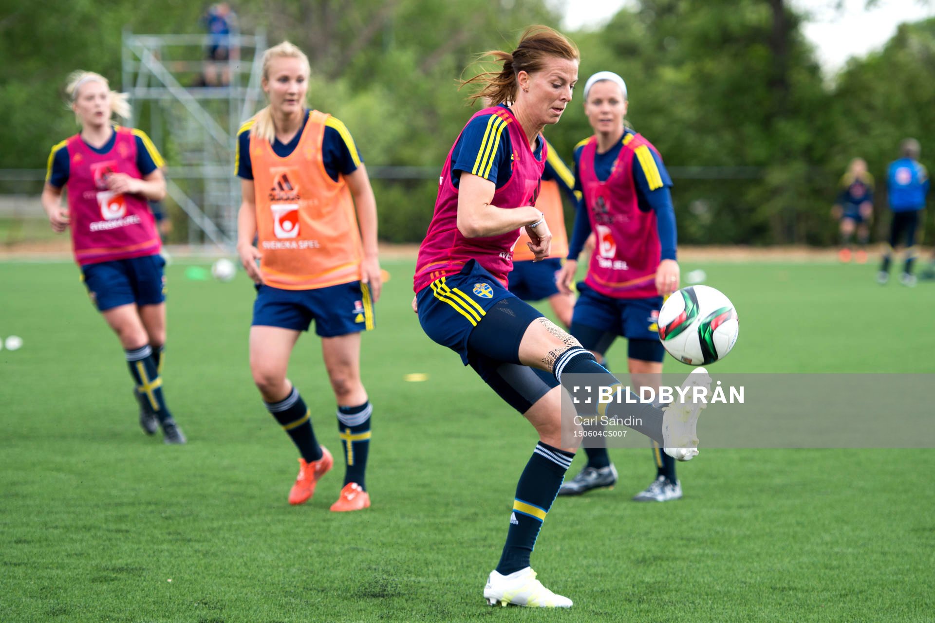 Sveriges Lotta Schelin under en träning med landslaget den 4 juni 2015 i Winnipeg.