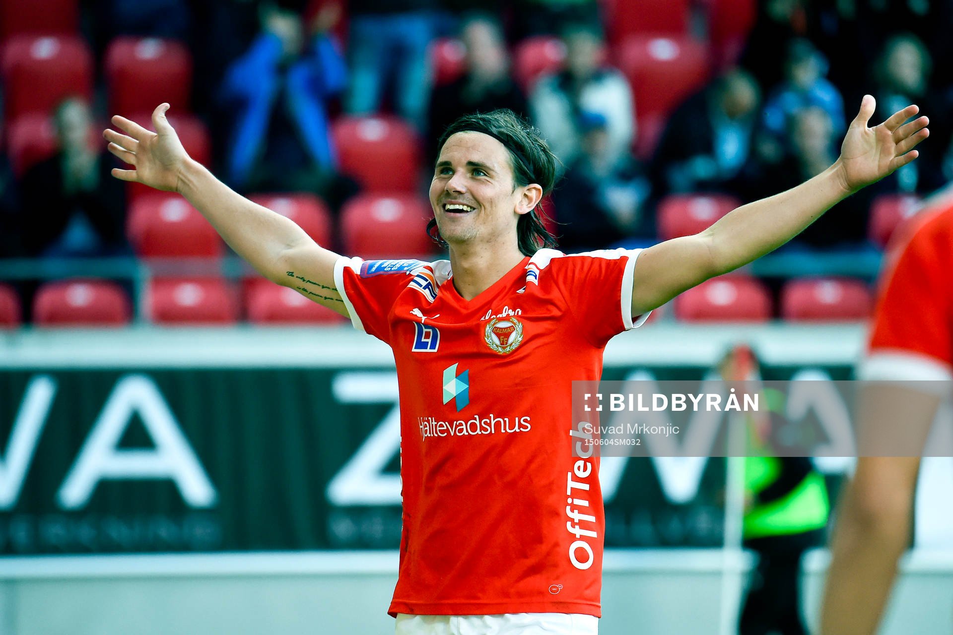Kalmars Marcus Antonsson jublar efter 2-0 under fotbollsmatchen i Allsvenskan mellan Kalmar och Hammarby den 4 juni 2015 i Kalmar.
